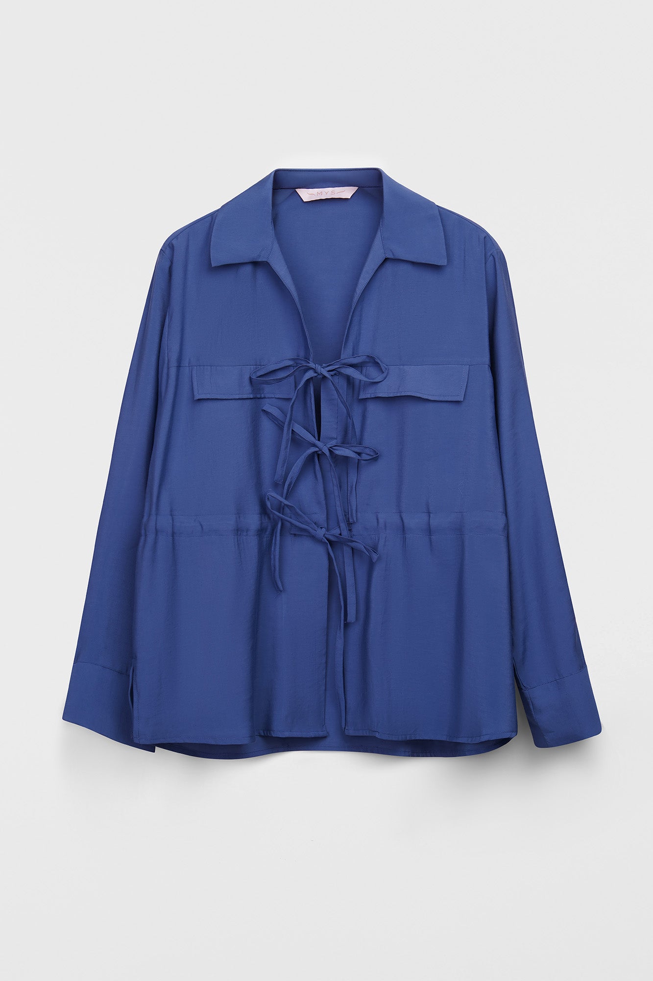 Blue Modal Front Tie Shirt