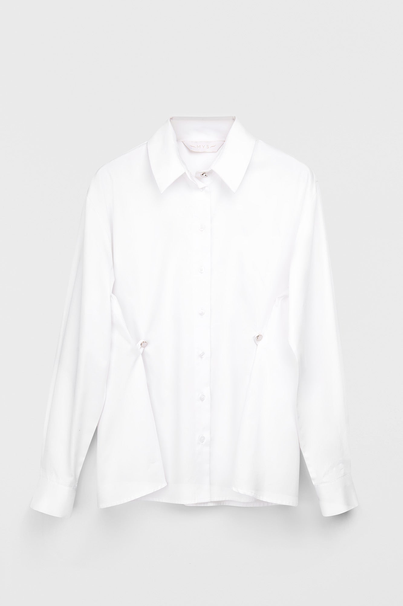White Fitted Shirt with Waist Detail