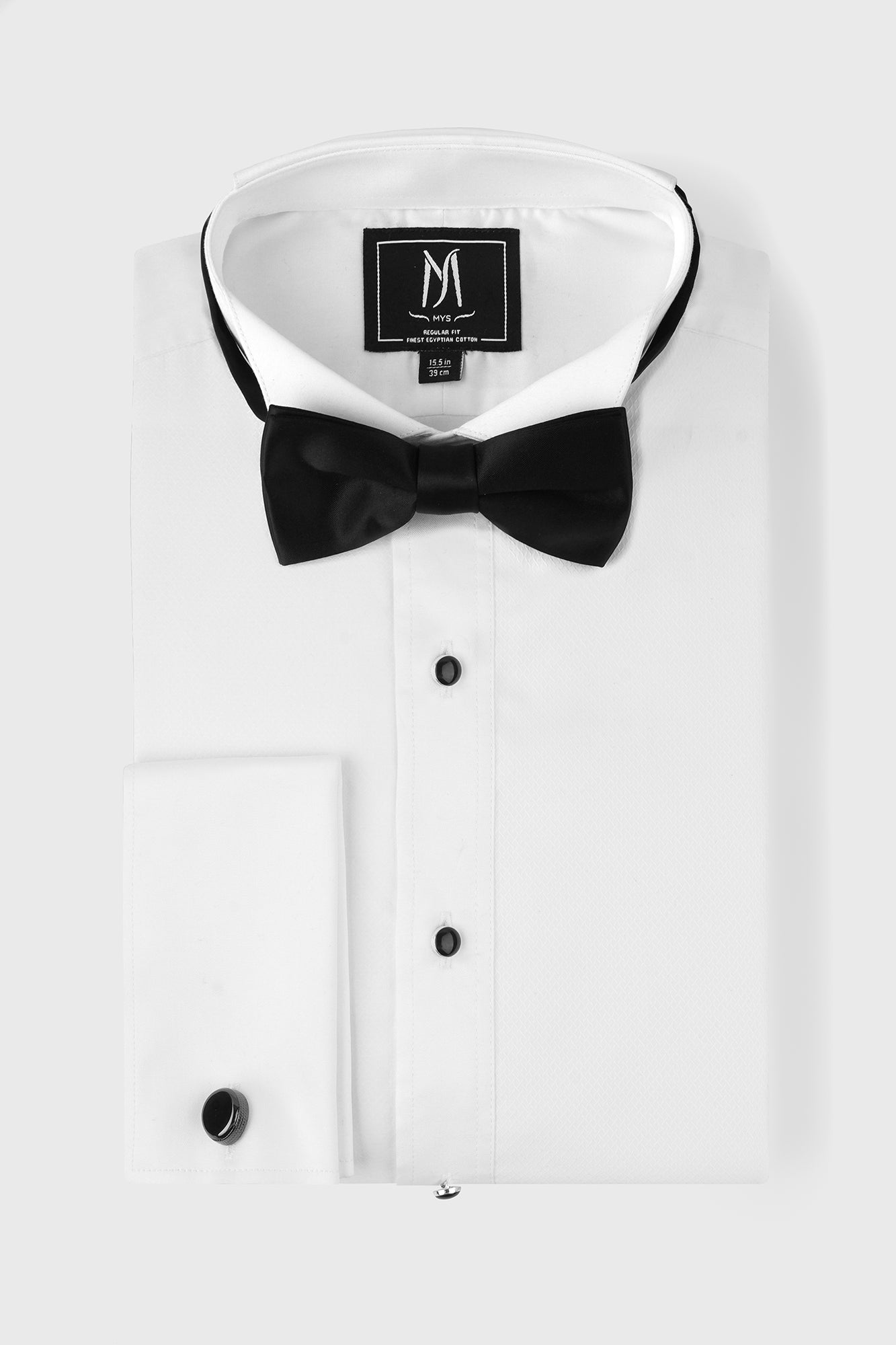 White Twill Bib Tuxedo Shirt - Regular Fit