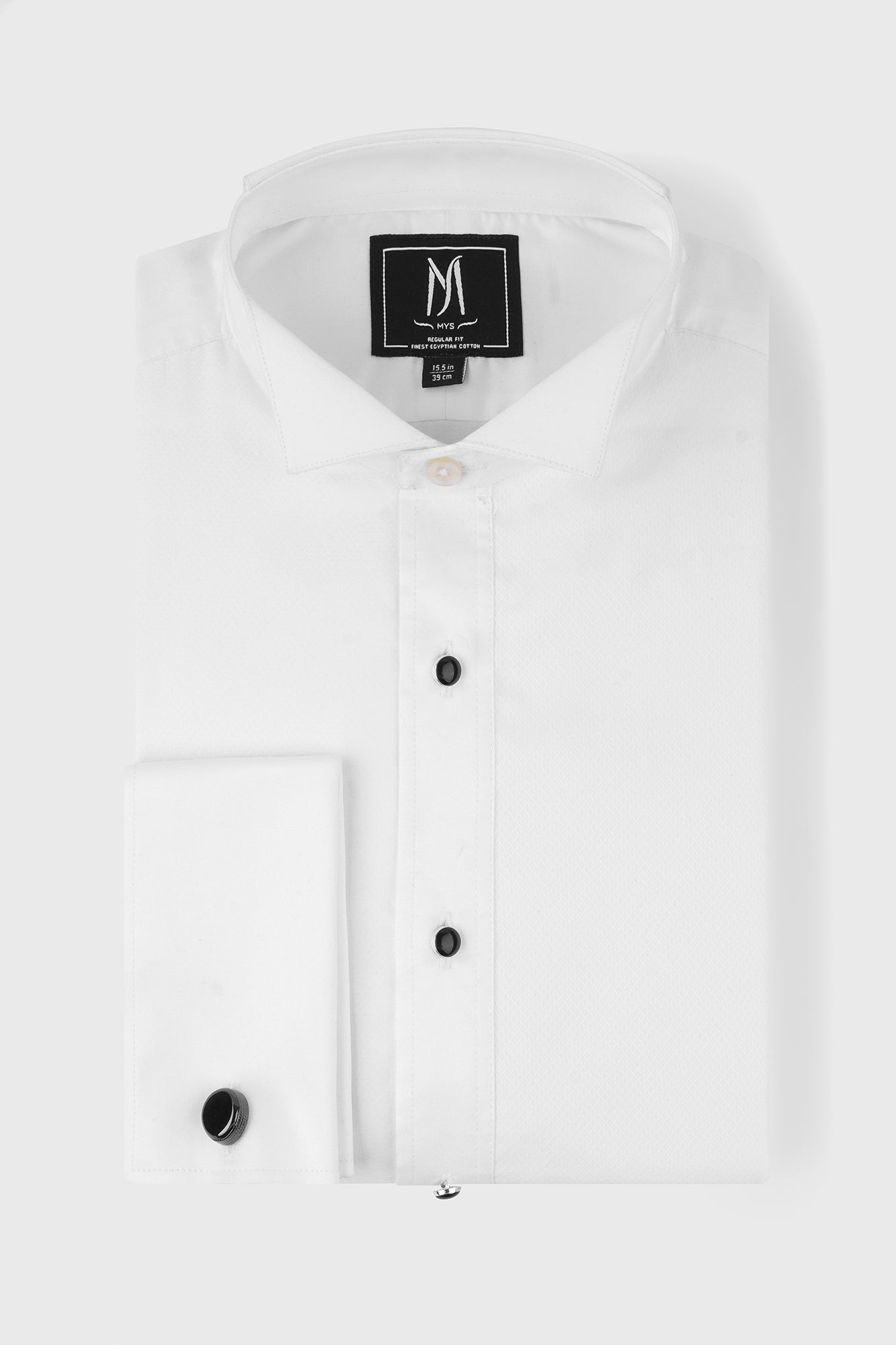 White Twill Bib Tuxedo Shirt - Regular Fit