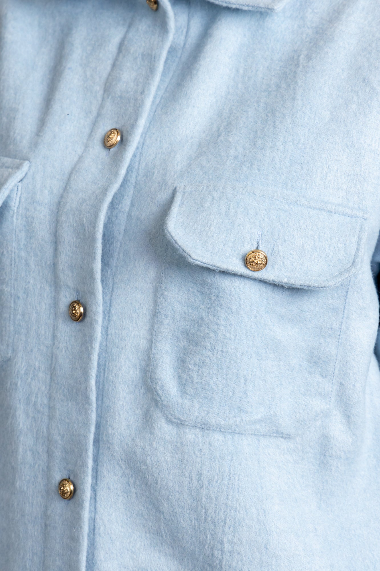 Brushed Overshirt with Flap Pockets Light Blue