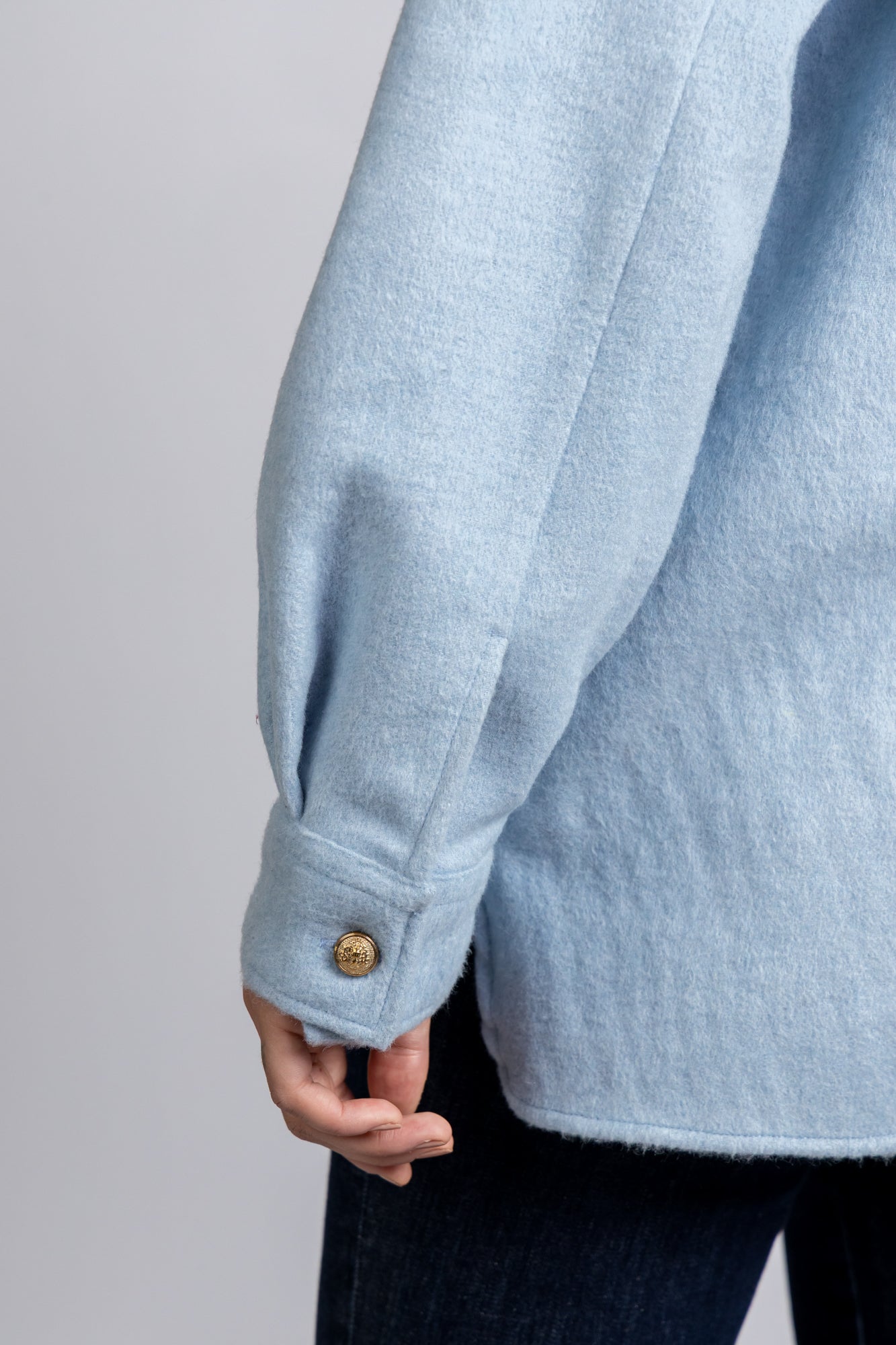 Brushed Overshirt with Flap Pockets Light Blue