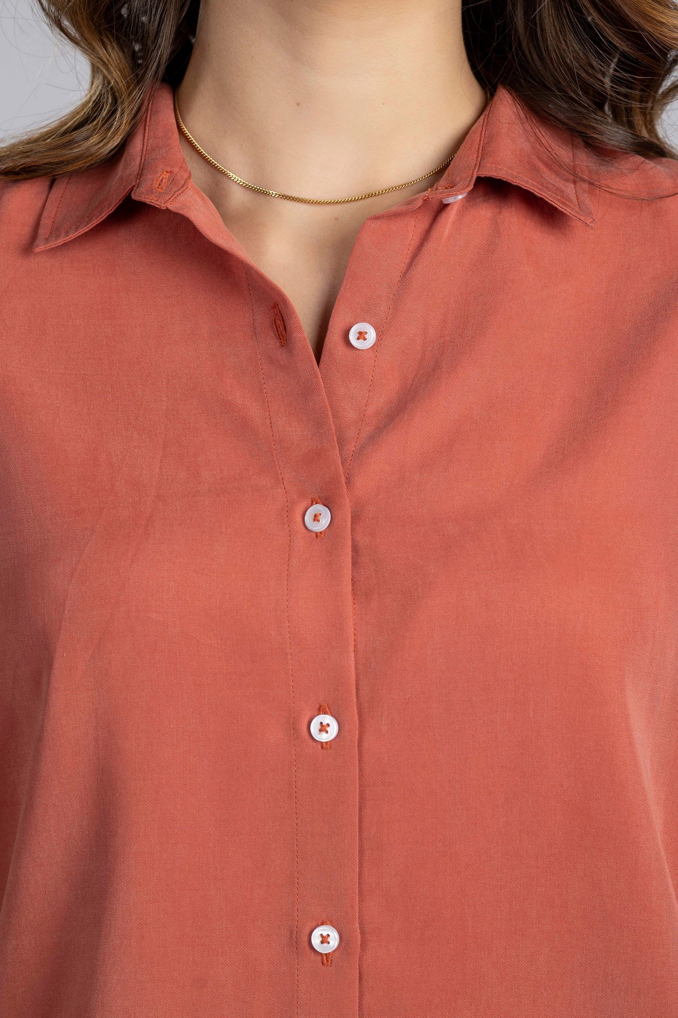 Brick Tencel Regular Fit Shirt