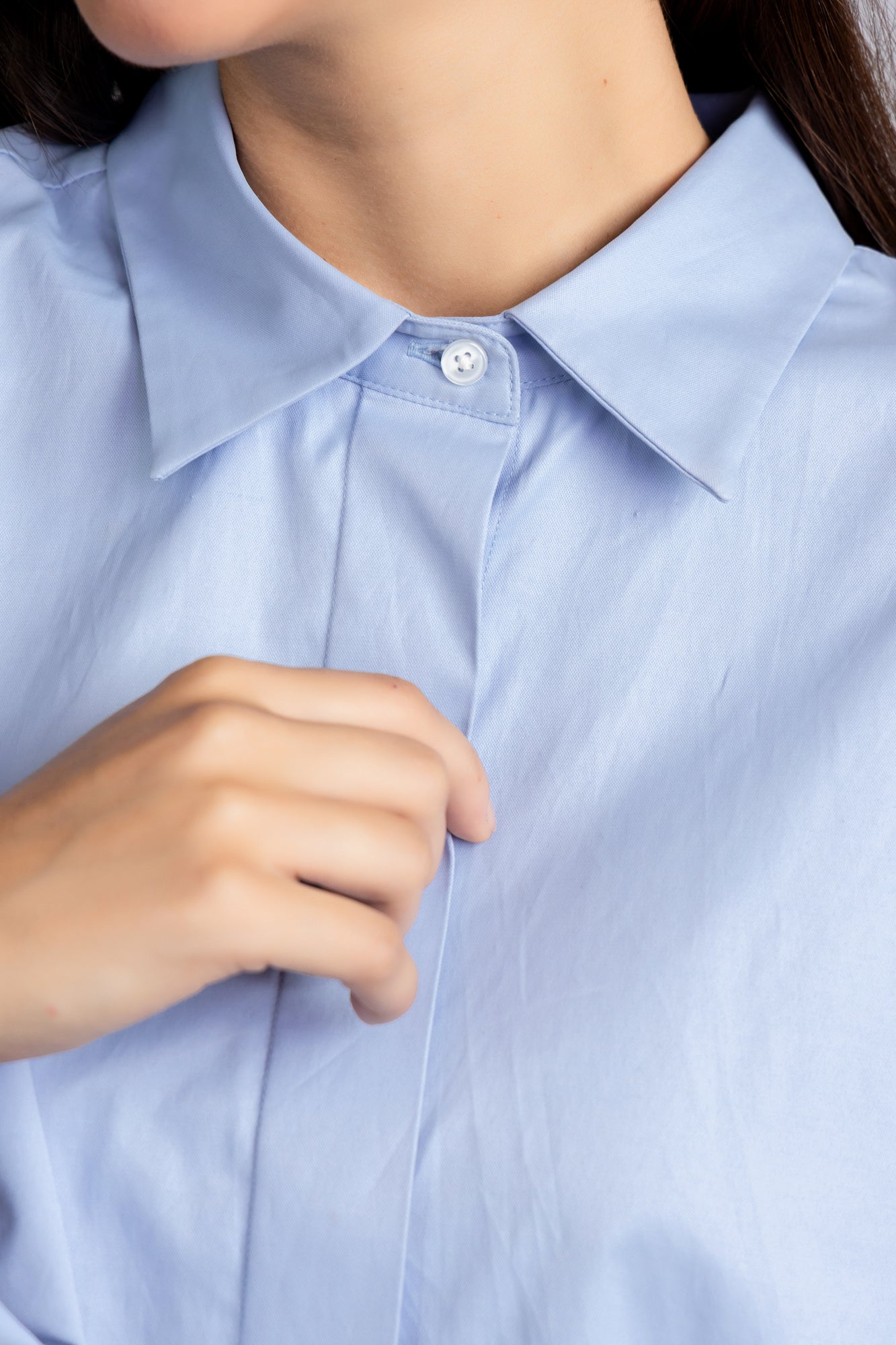 Light Blue Sleeve Detail Stretch Shirt