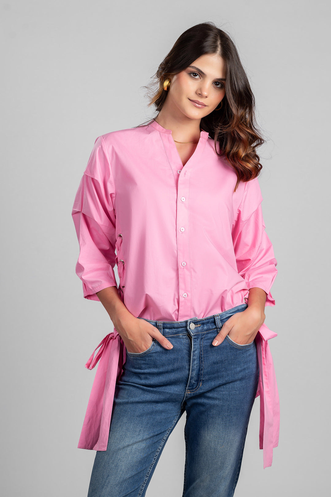 Pink Side Tie Shirt