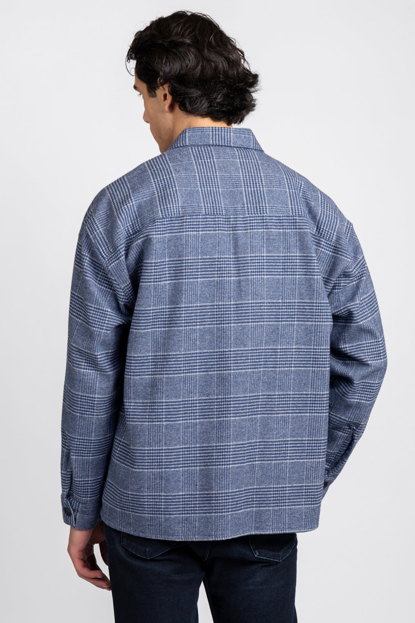 Blue Prince of Wales Checkered Overshirt