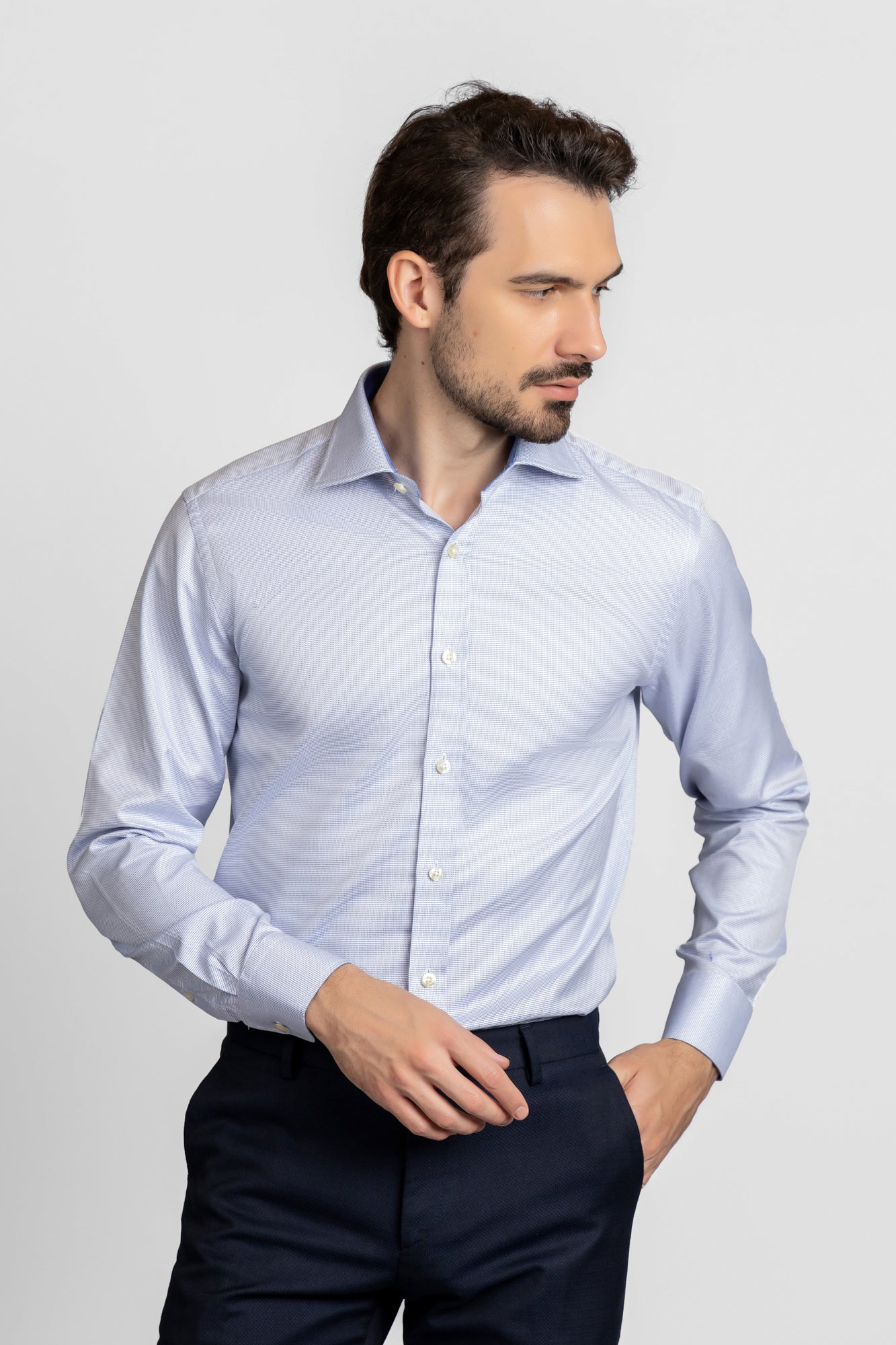 Blue End-On-End Shirt - Regular Fit