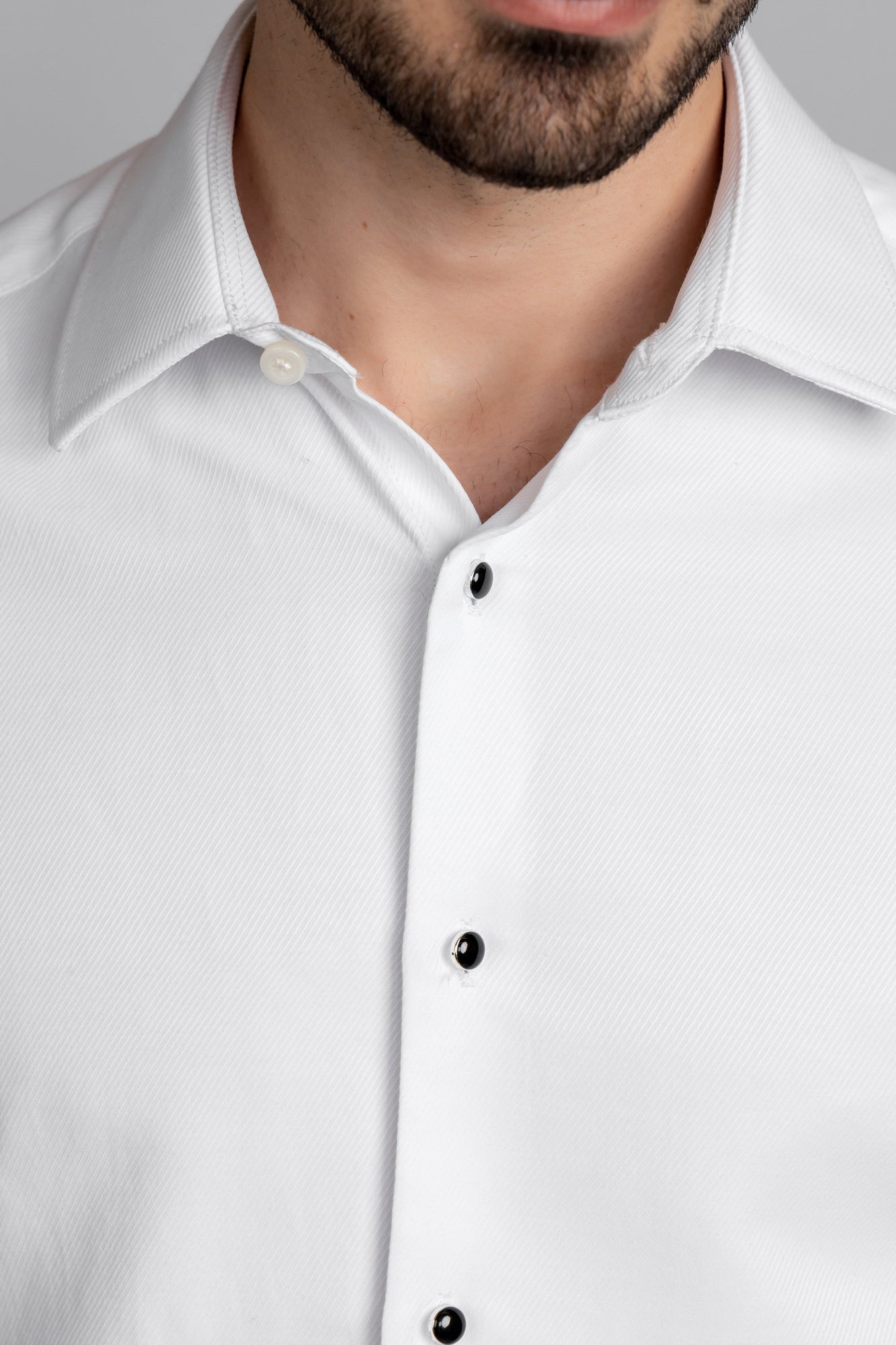 White Twill Tuxedo Shirt - Slim Fit