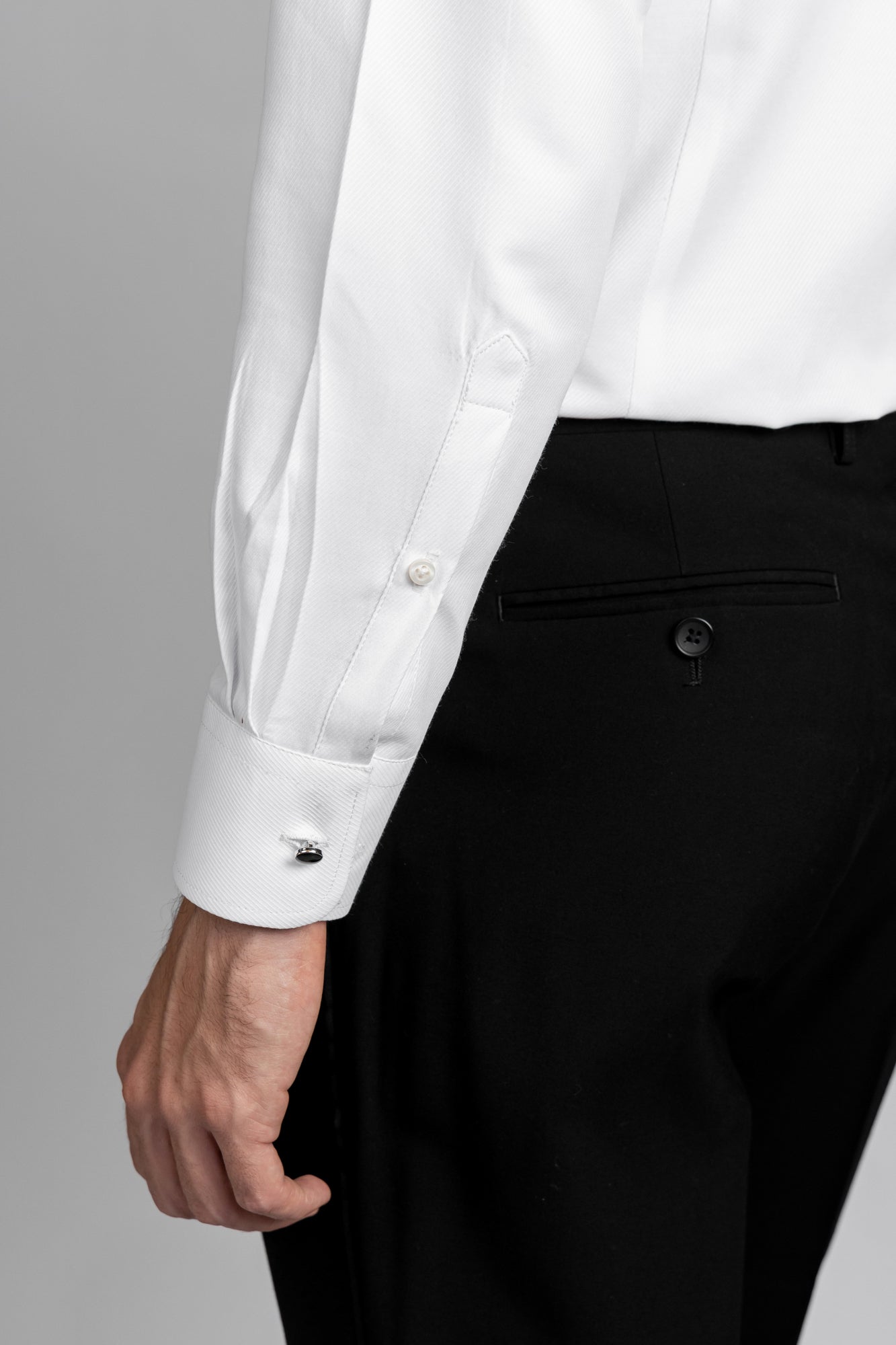 White Twill Tuxedo Shirt - Slim Fit