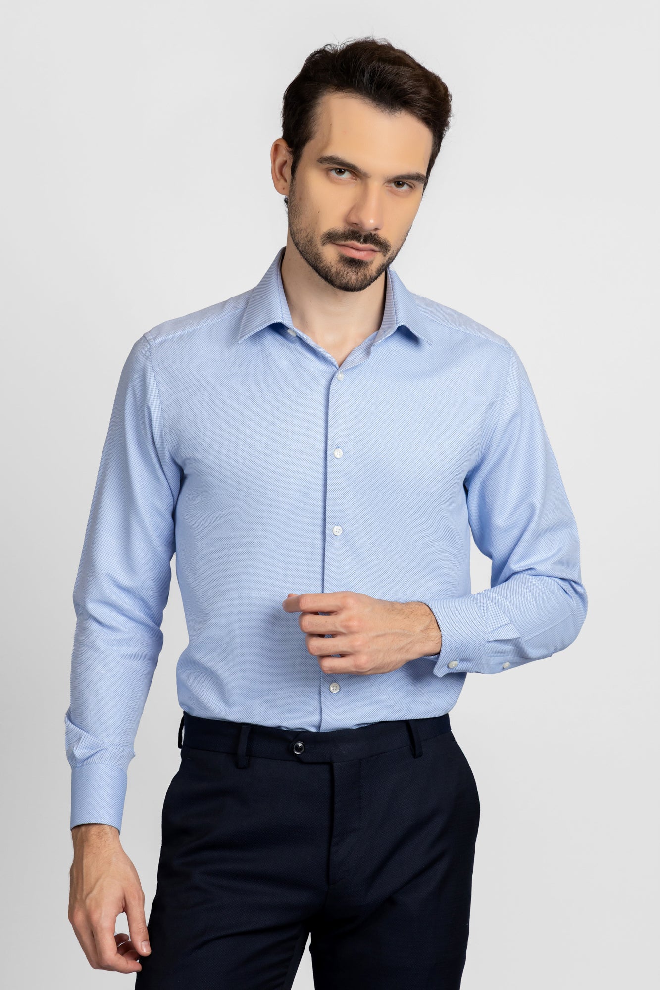 Sky Blue Dobby Shirt - Regular Fit
