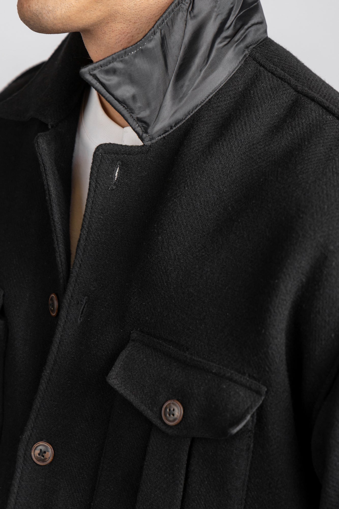 Herringbone Overshirt Black