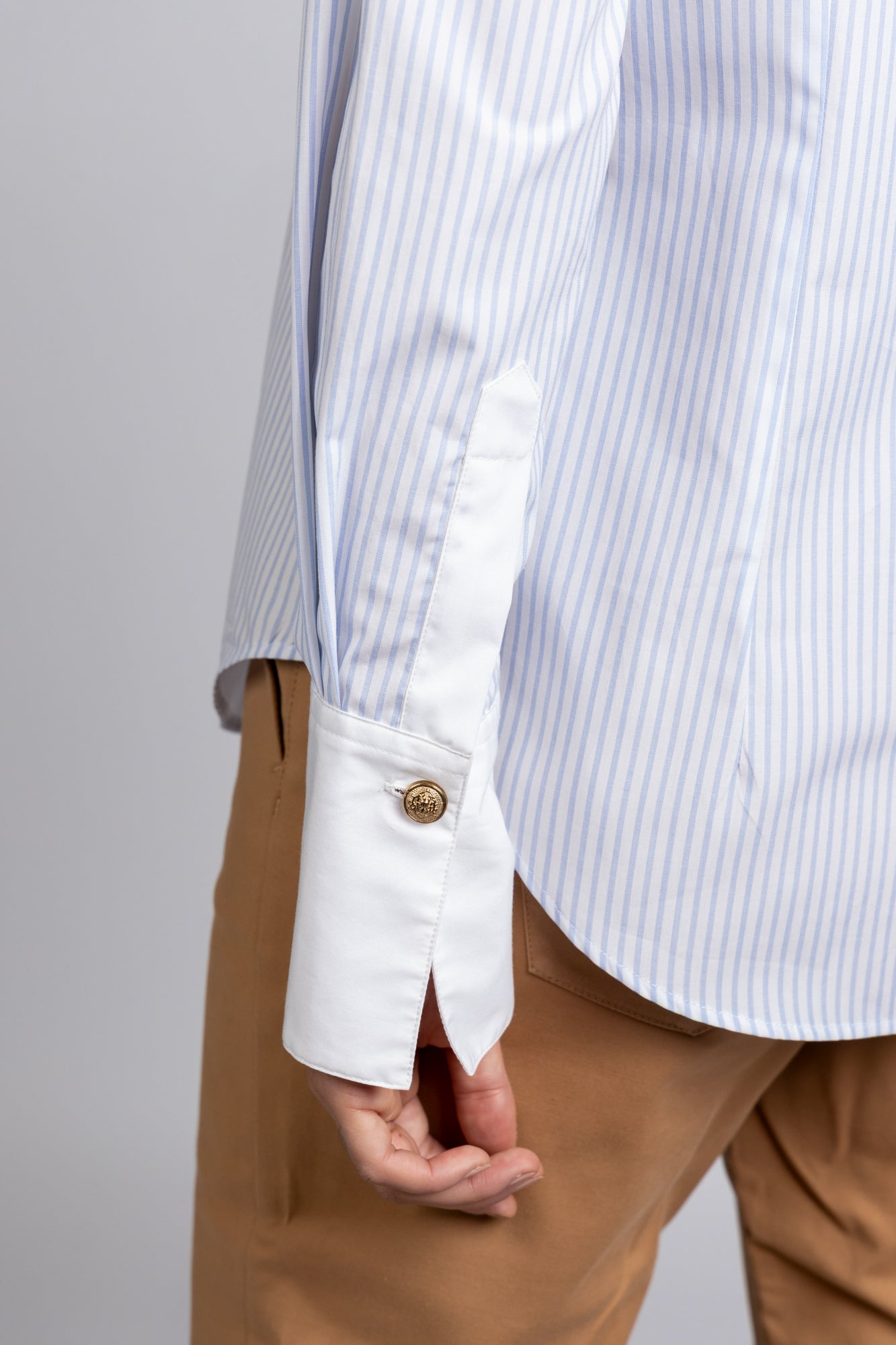 Light Blue Striped Poplin Contrast Shirt