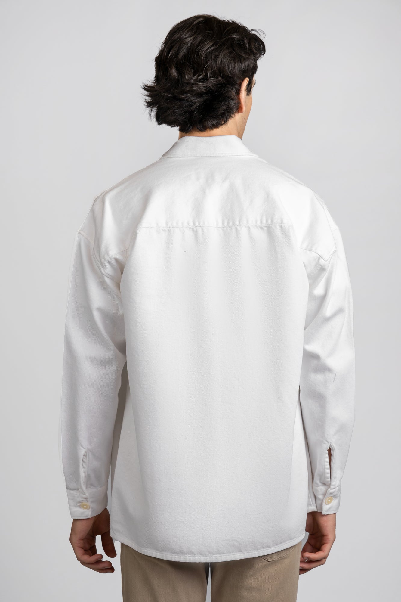 White Gaberdine Overshirt