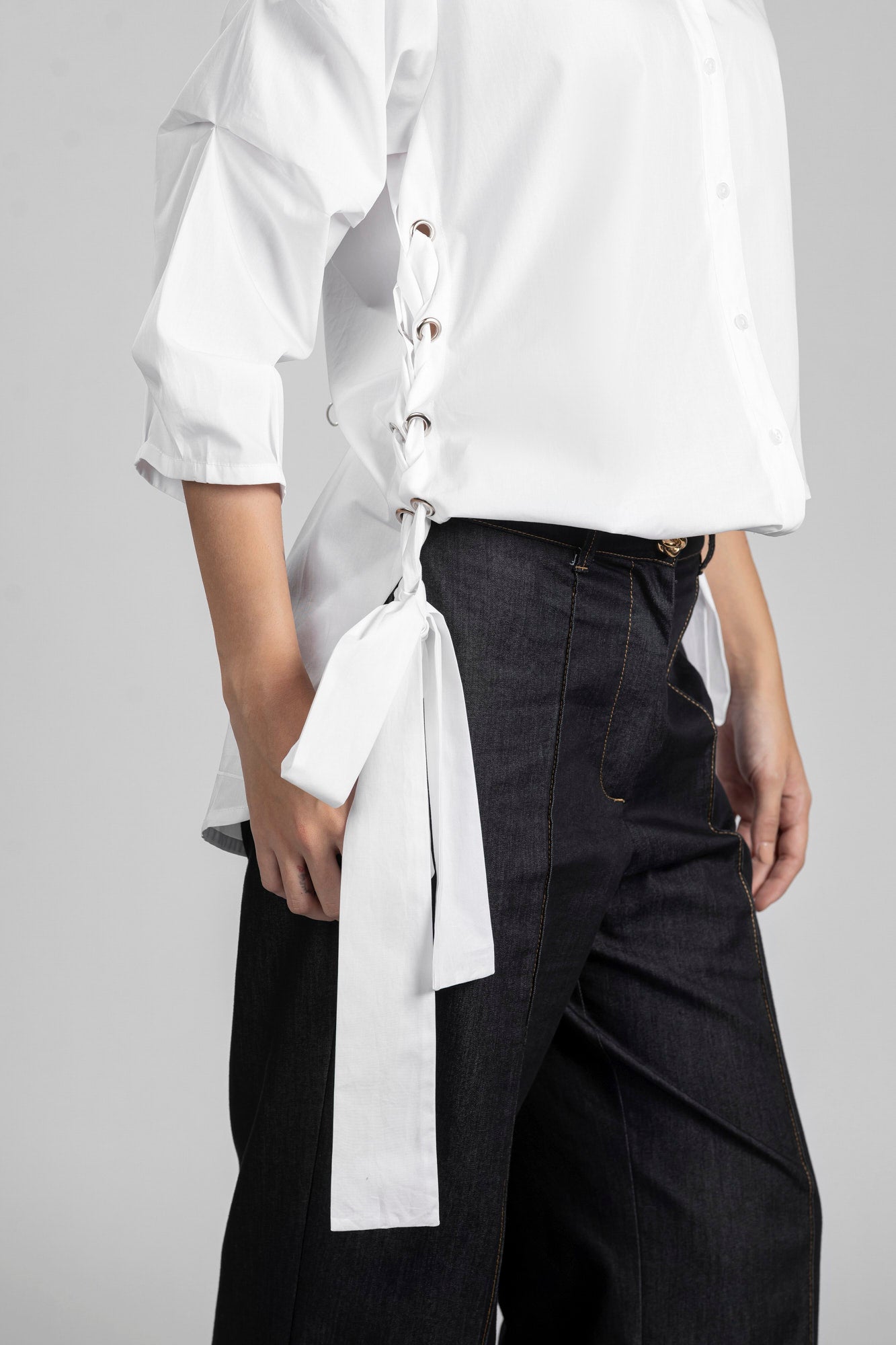 White Side Tie Shirt