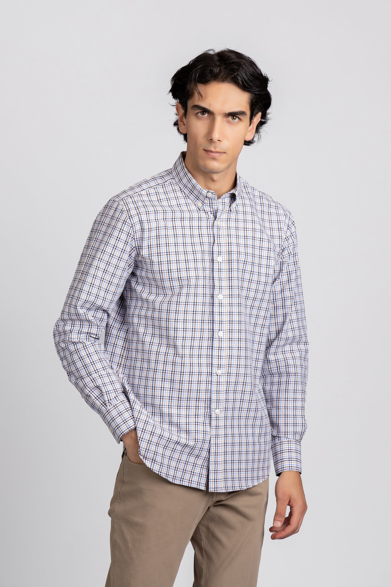Multi-Color Checkered Poplin Shirt