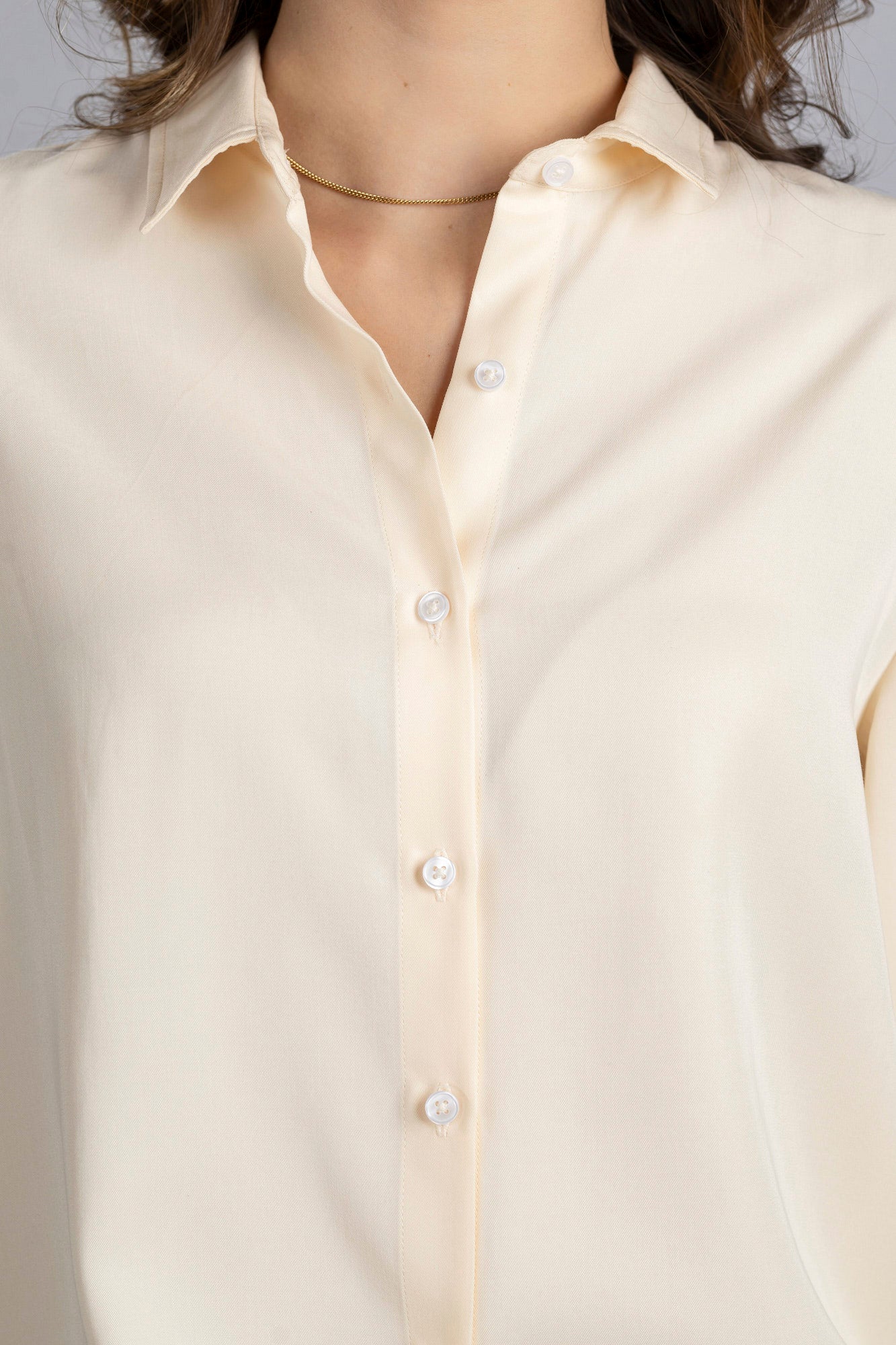 Cream Tencel Regular Fit Shirt