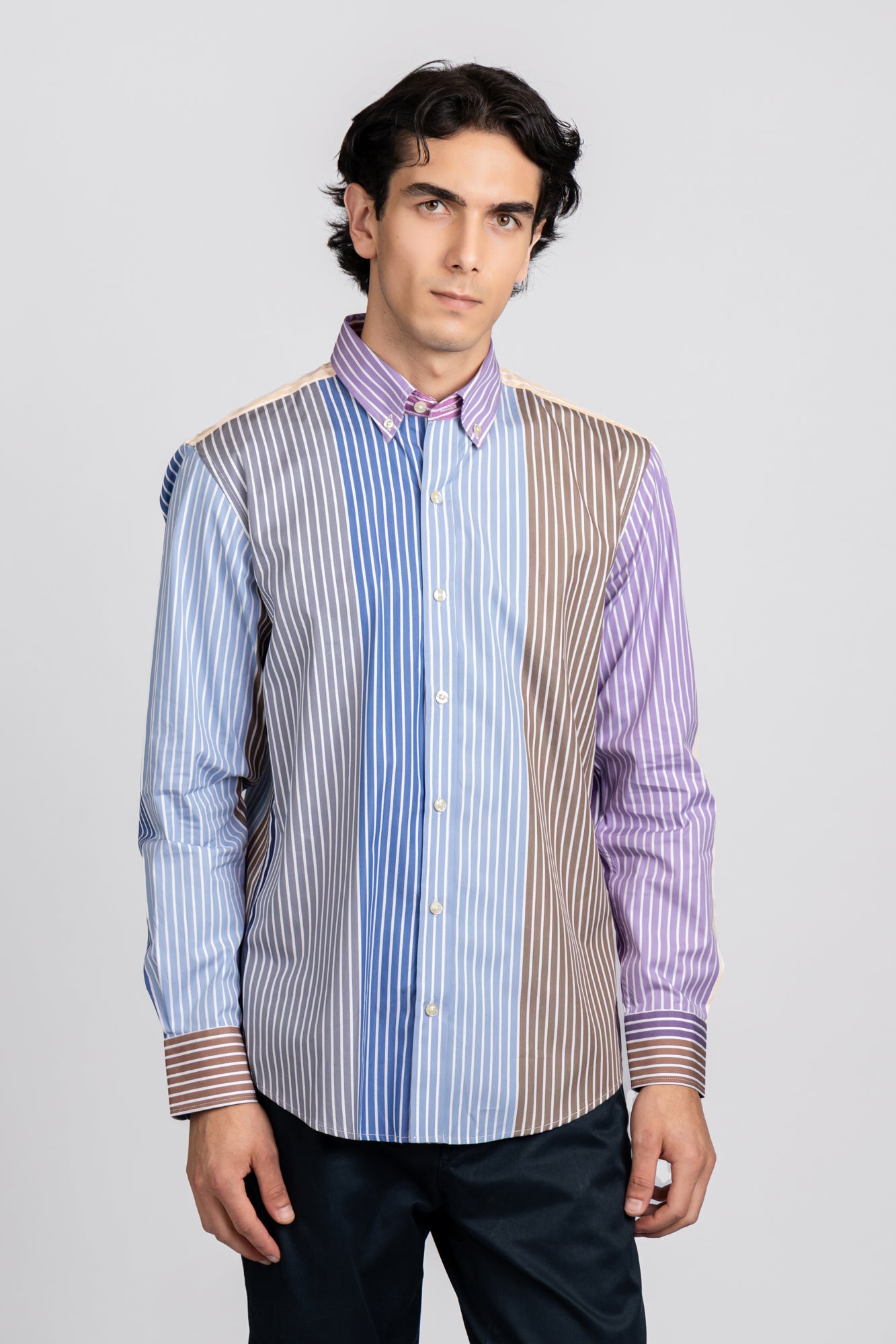 Multi-Color Striped Poplin Shirt