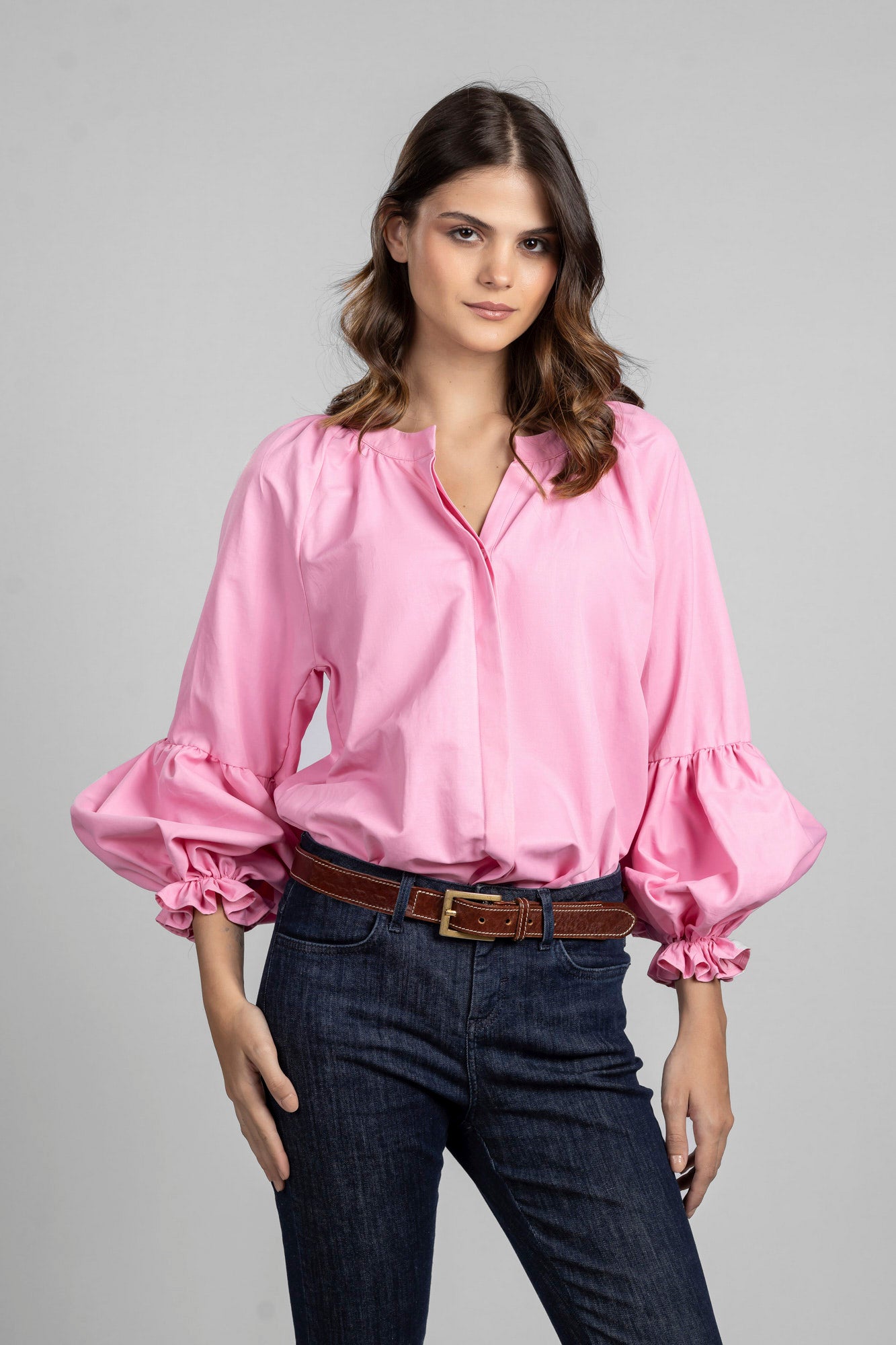 Pink Puff Sleeve Blouse