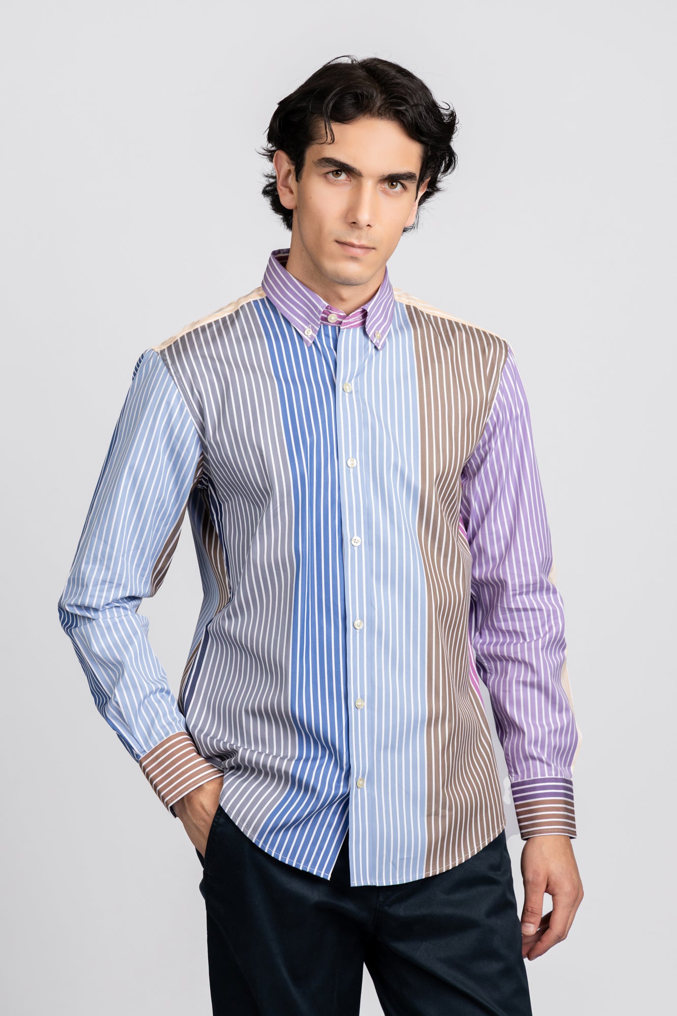 Multi-Color Striped Poplin Shirt