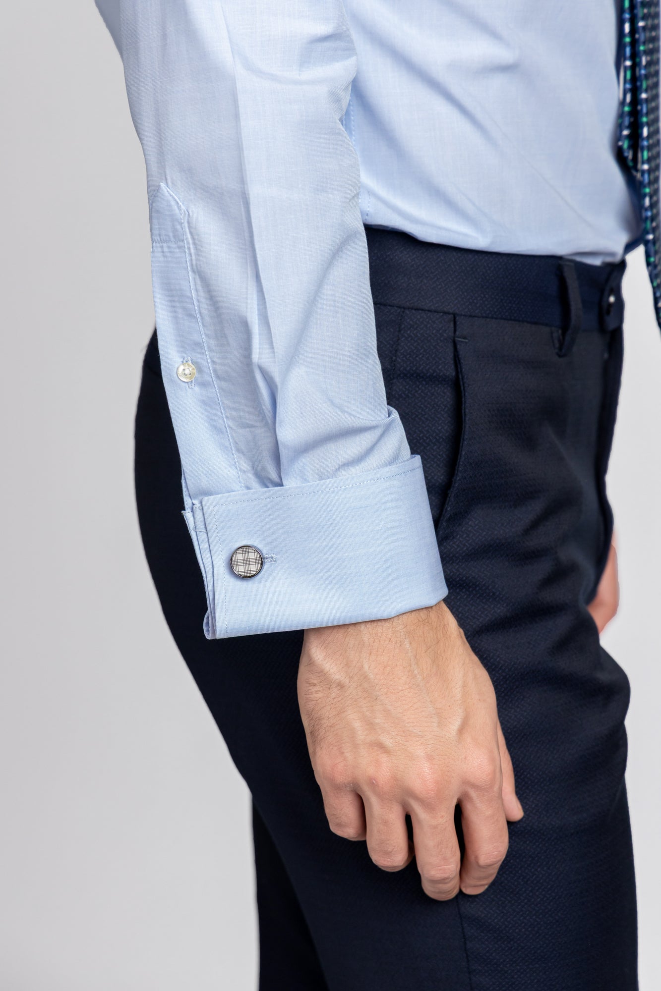 Light Blue Filafil Double Cuff Shirt - Regular Fit