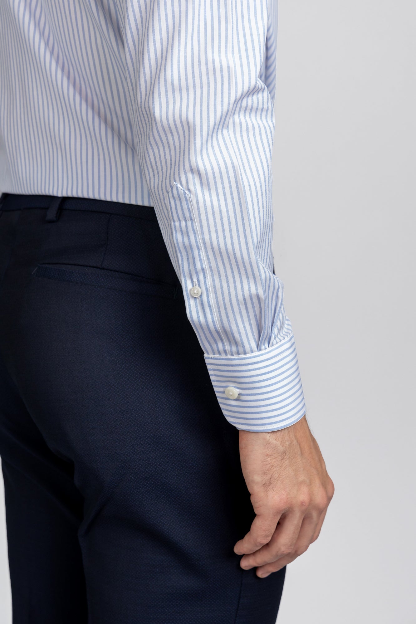 Light Blue Striped Poplin Shirt - Regular Fit