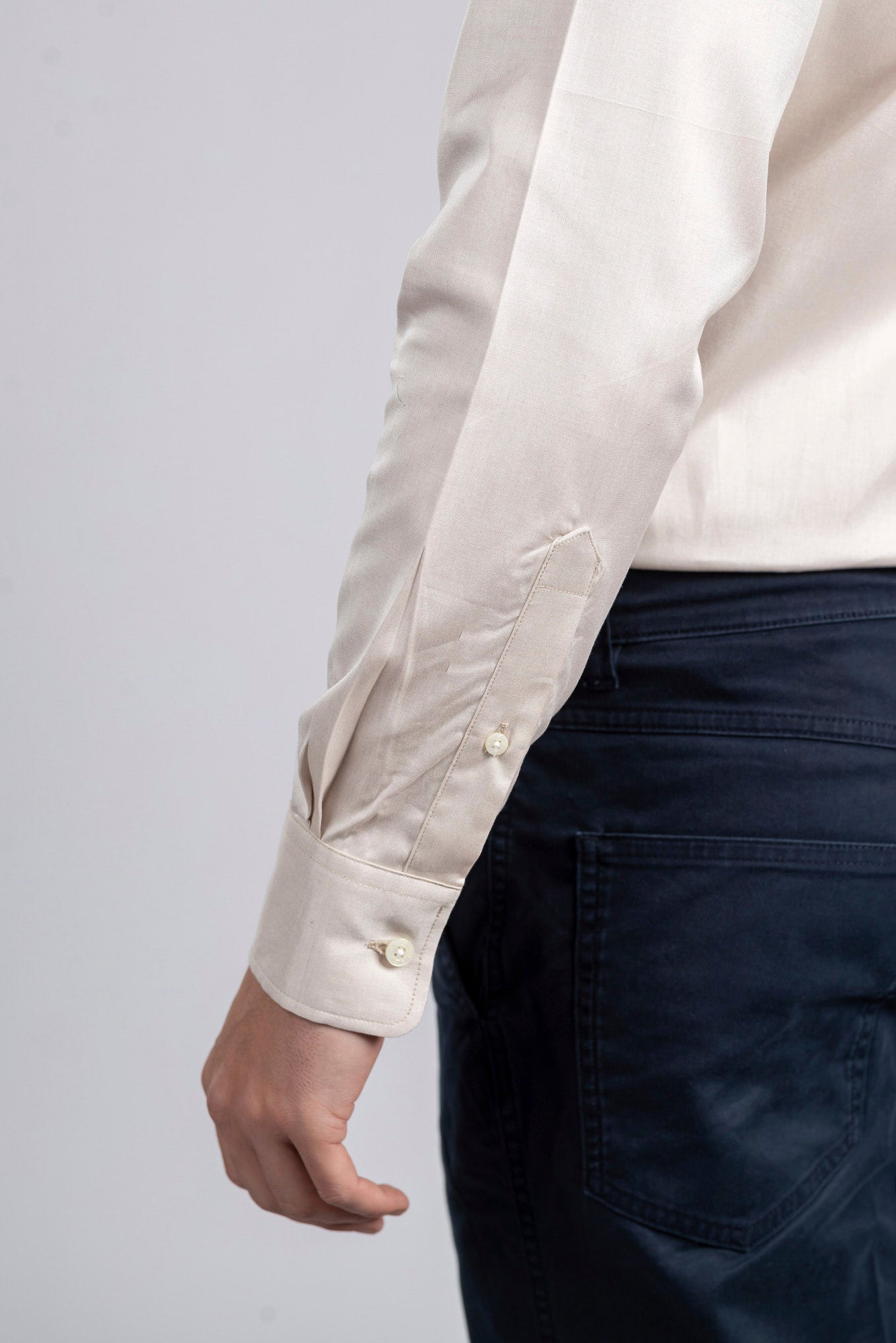 Beige Oxford Button-Down Shirt