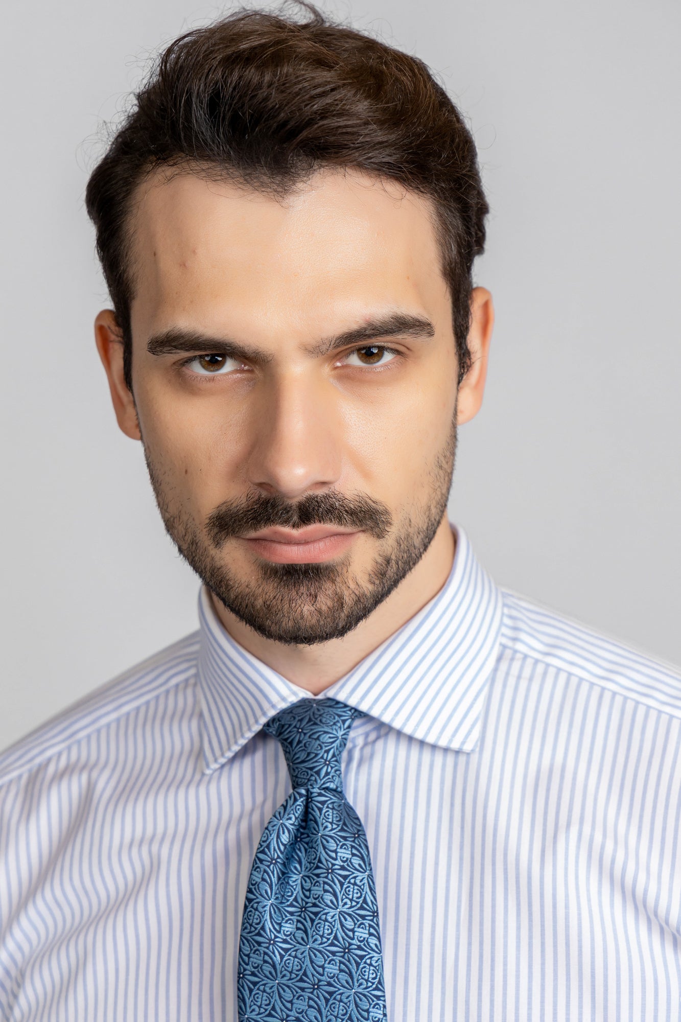 Light Blue Striped Poplin Shirt - Regular Fit