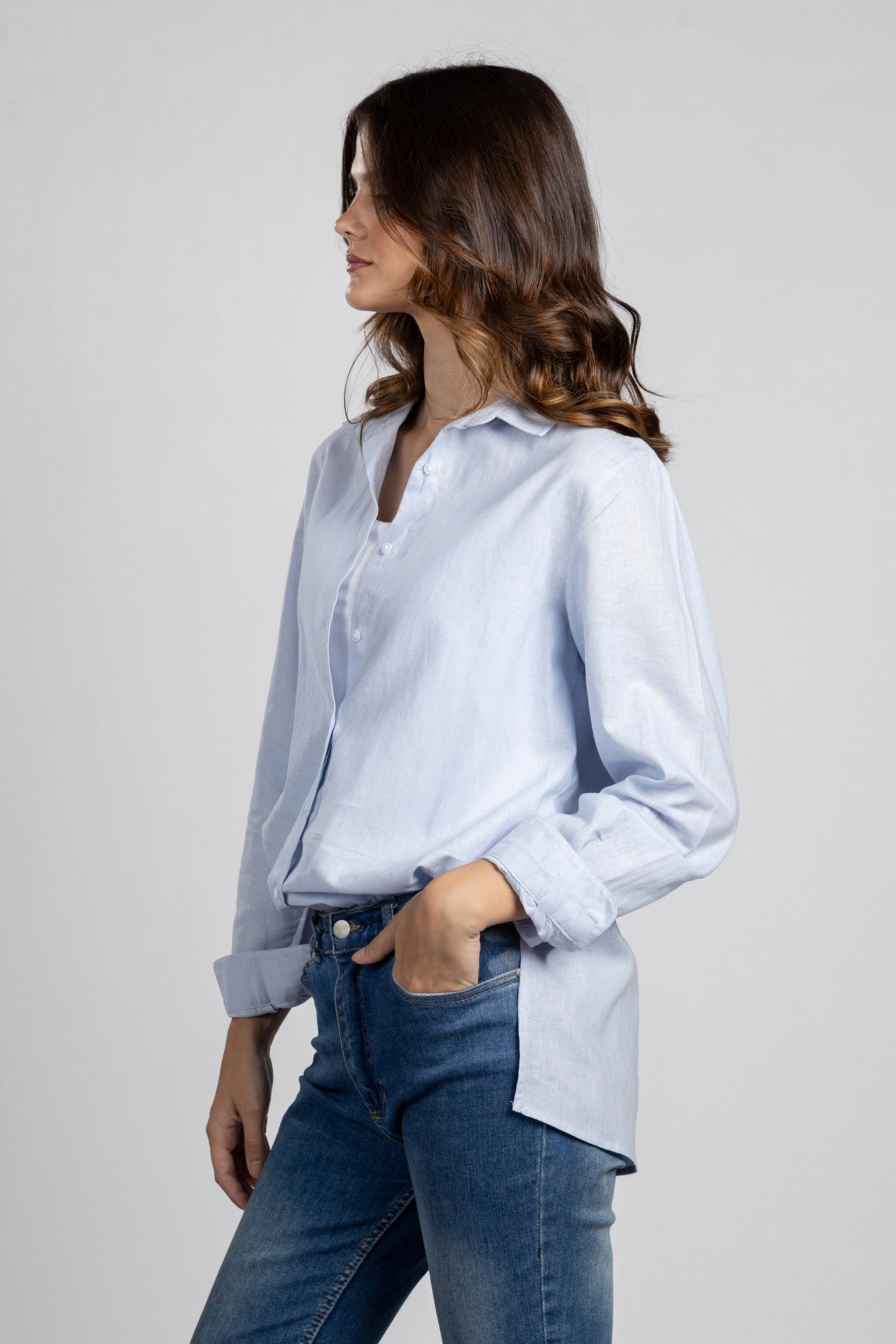 Light Blue Linen Cotton Shirt