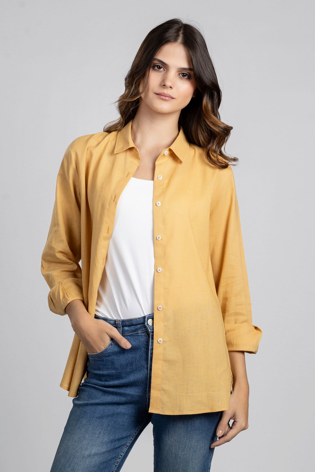 Mustard Linen Cotton Shirt