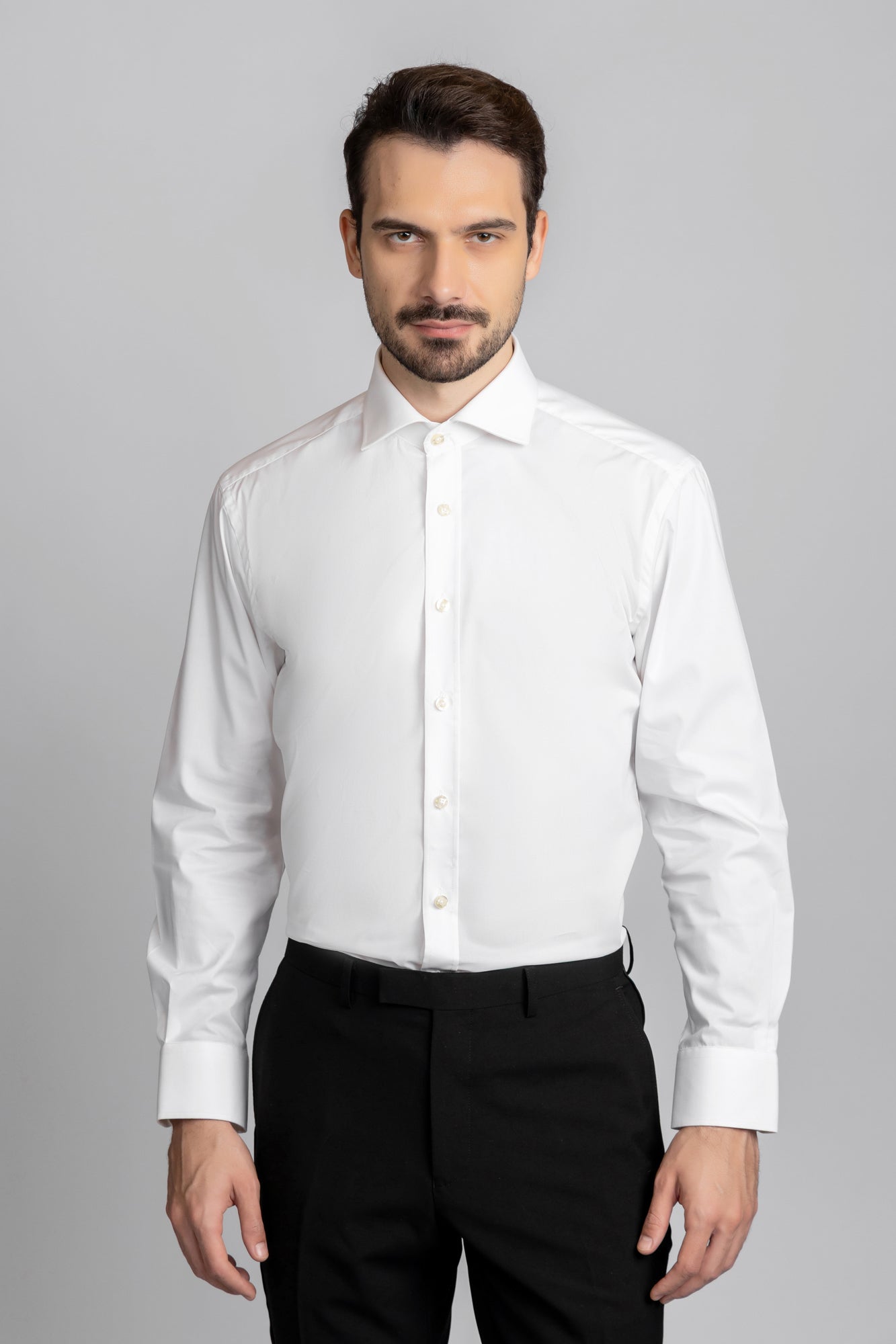 White Poplin Stretch Shirt - Regular Fit
