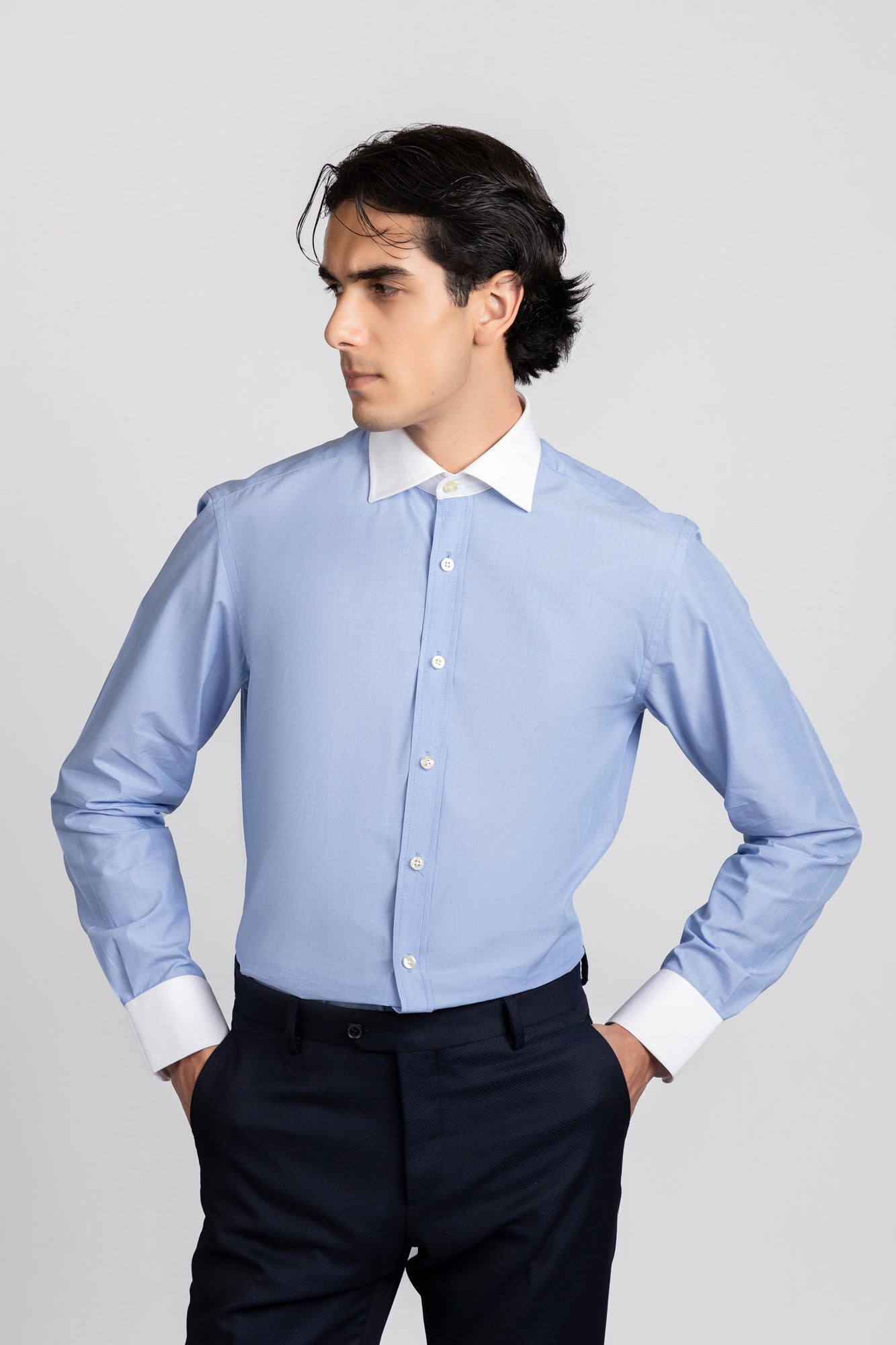 Blue Filafil Contrast Shirt - Regular Fit