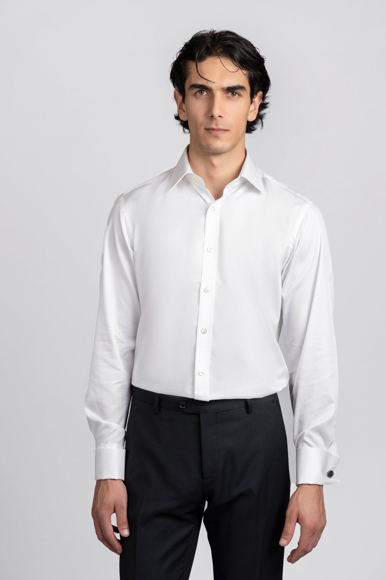 White Twill Double Cuff Shirt - Regular Fit