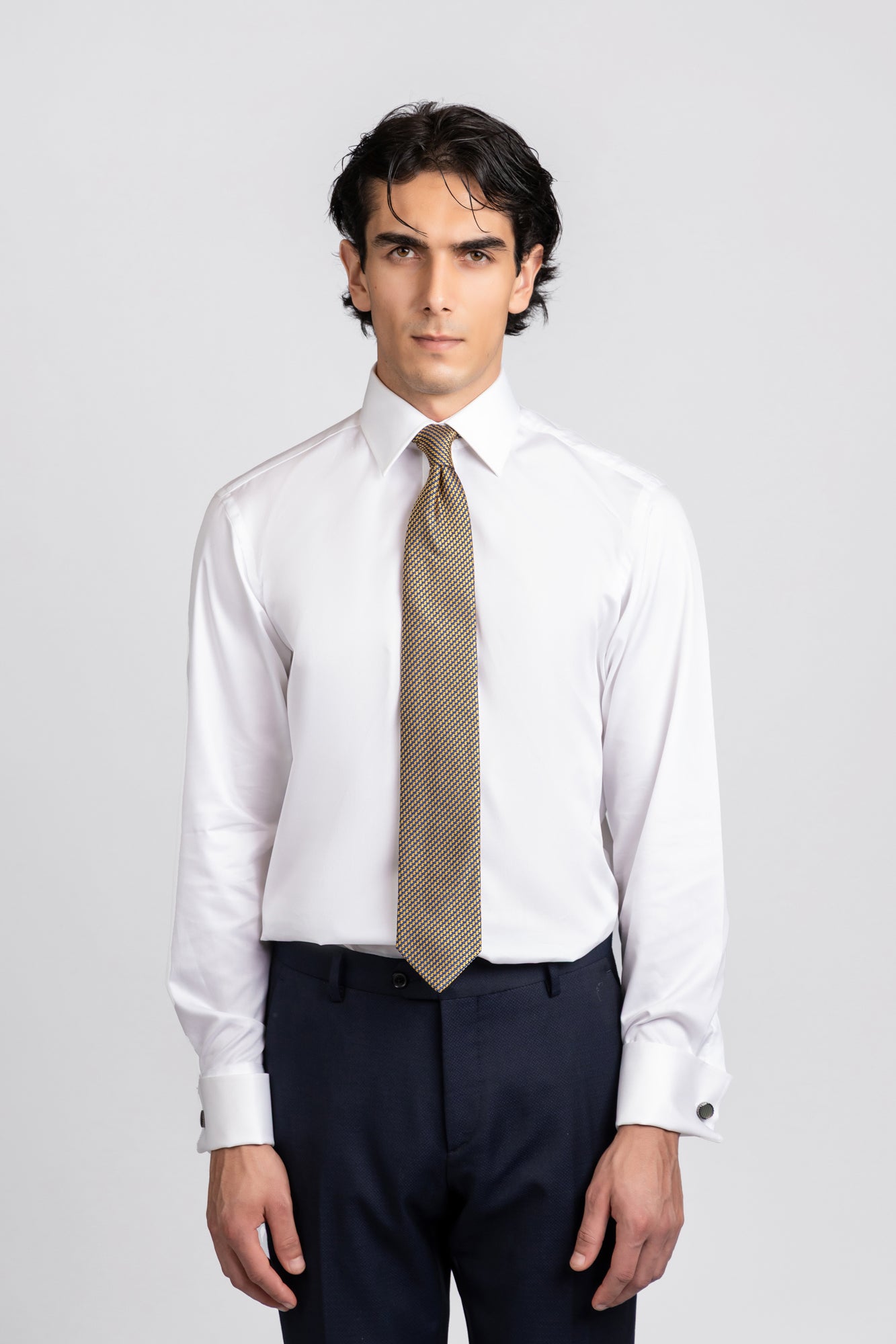 White Twill Double Cuff Shirt - Regular Fit