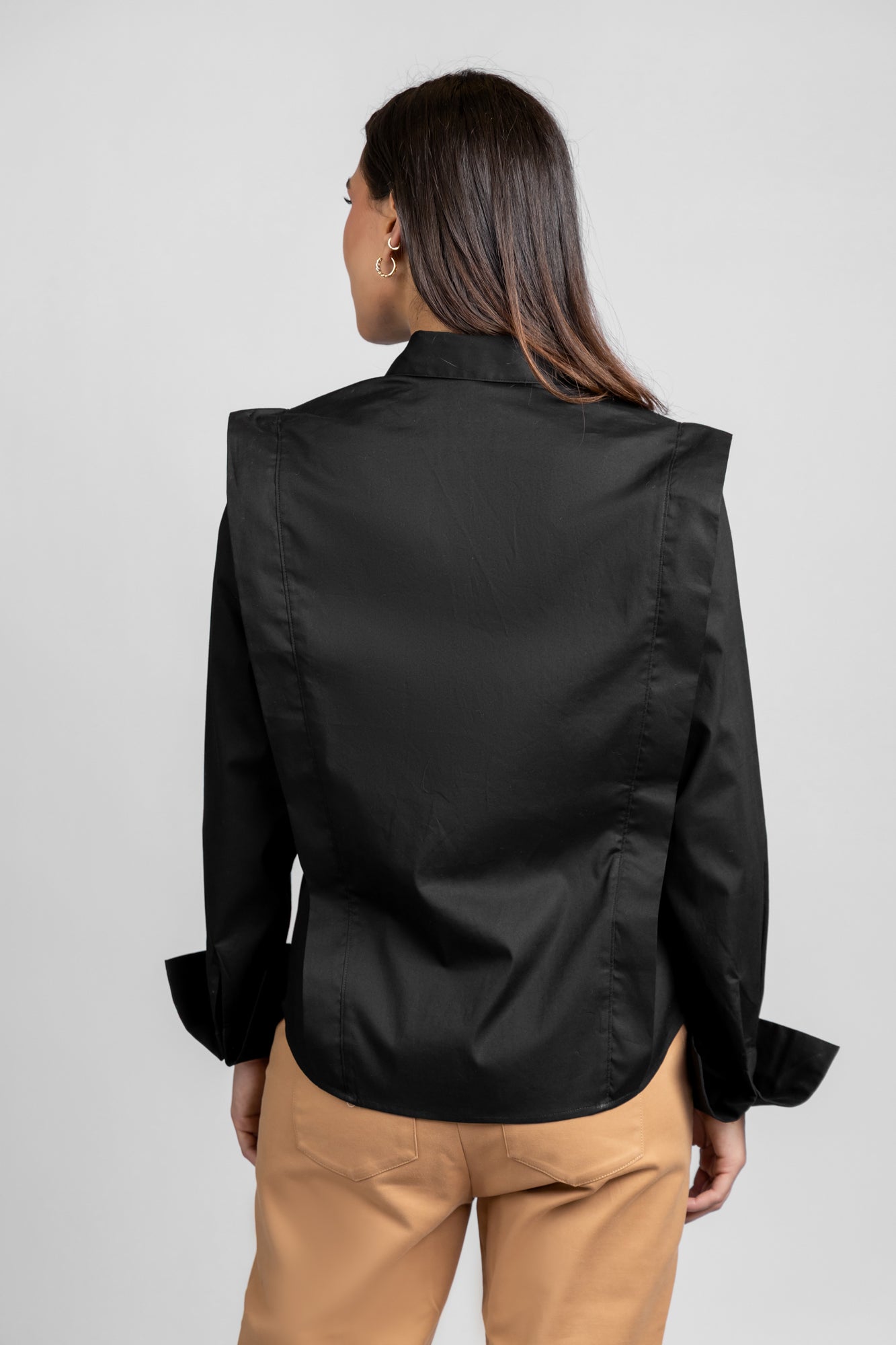 Poplin Shoulder Detail Stretch Shirt