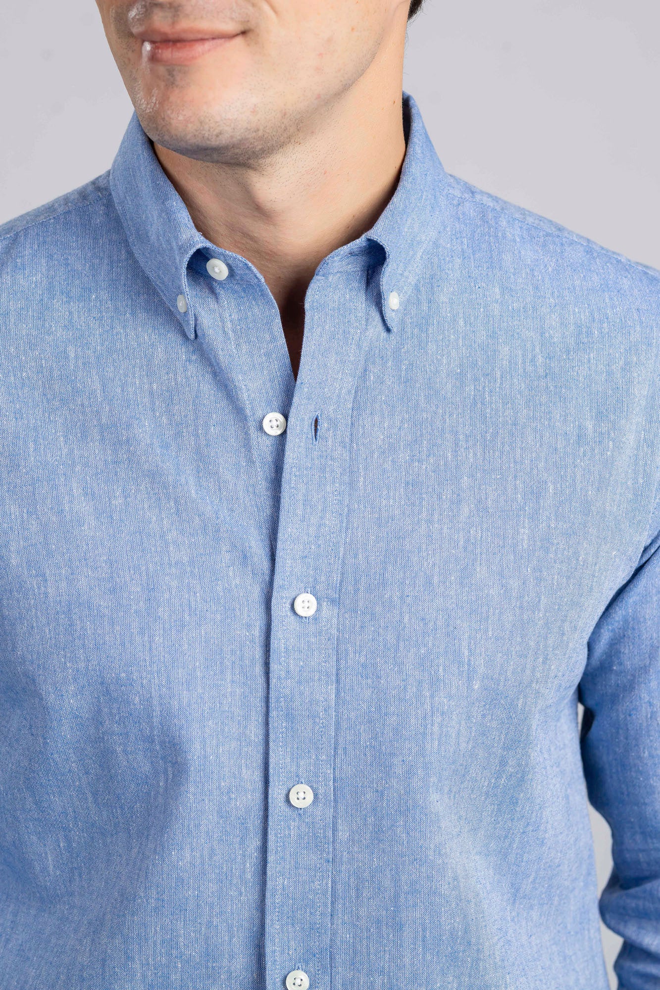 Blue Cotton Linen Shirt