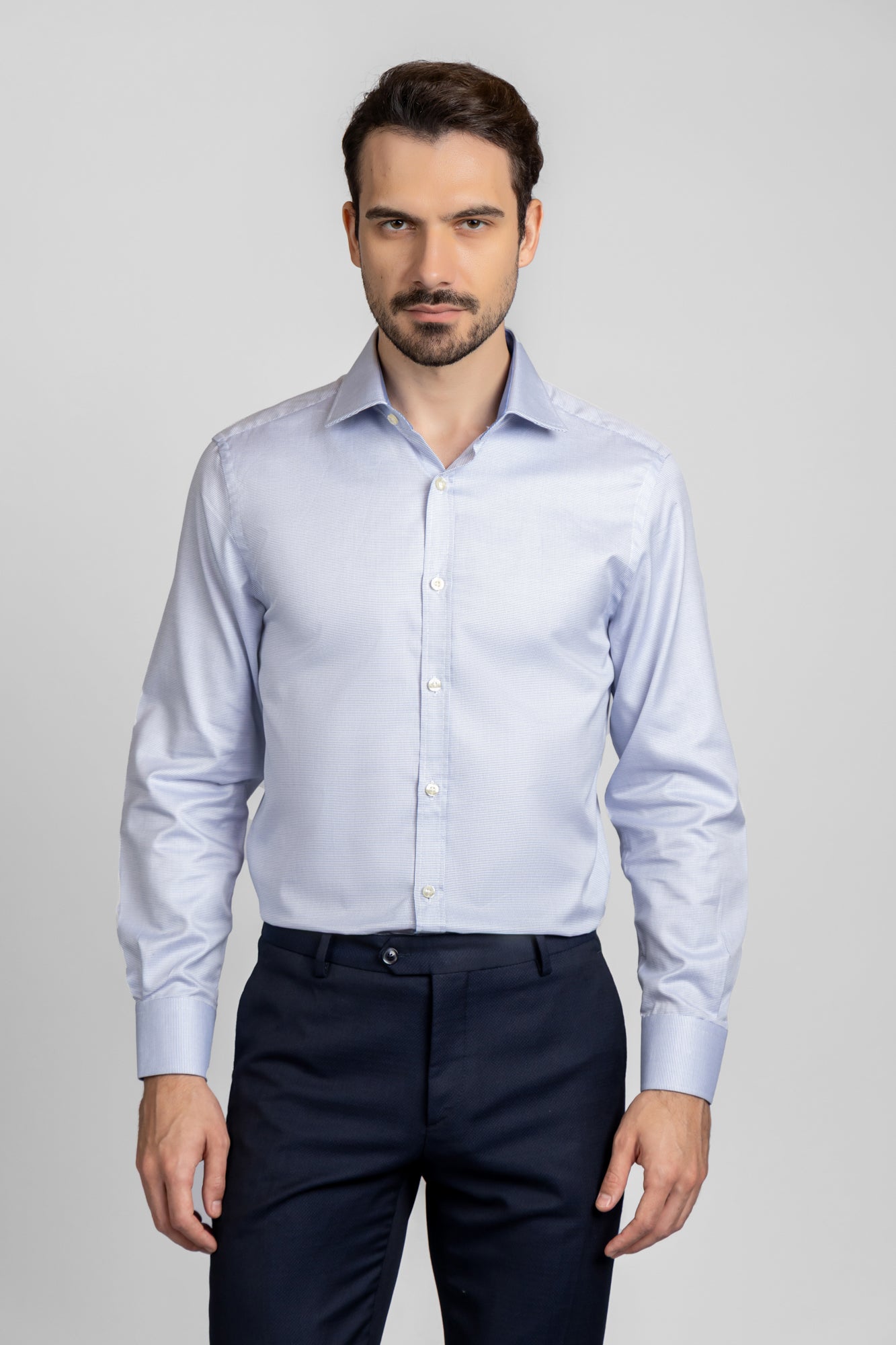 Blue End-On-End Shirt - Slim Fit