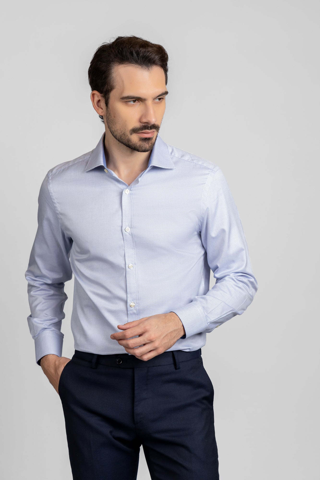 Blue End-On-End Shirt - Slim Fit