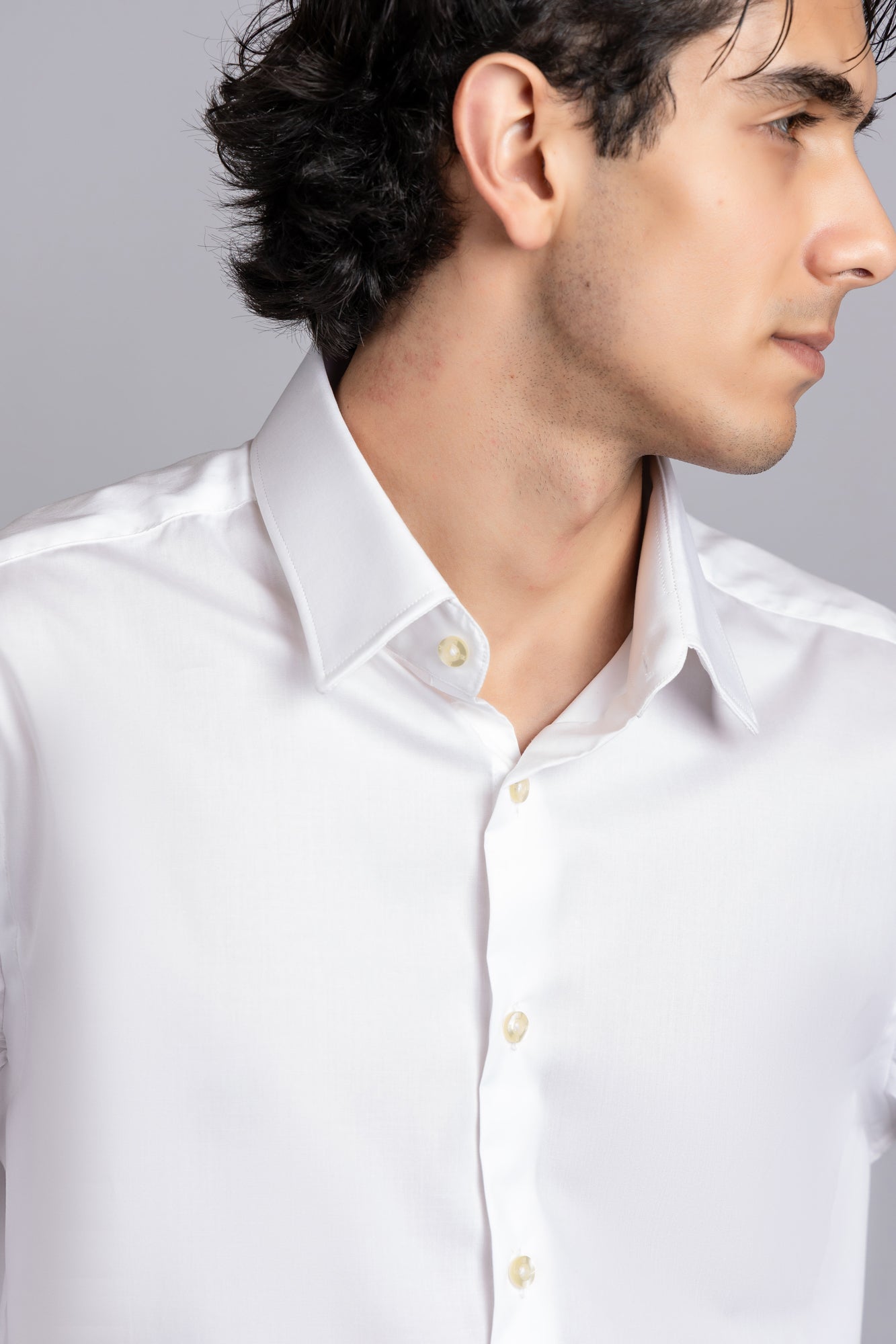White Poplin Stretch Shirt - Slim Fit