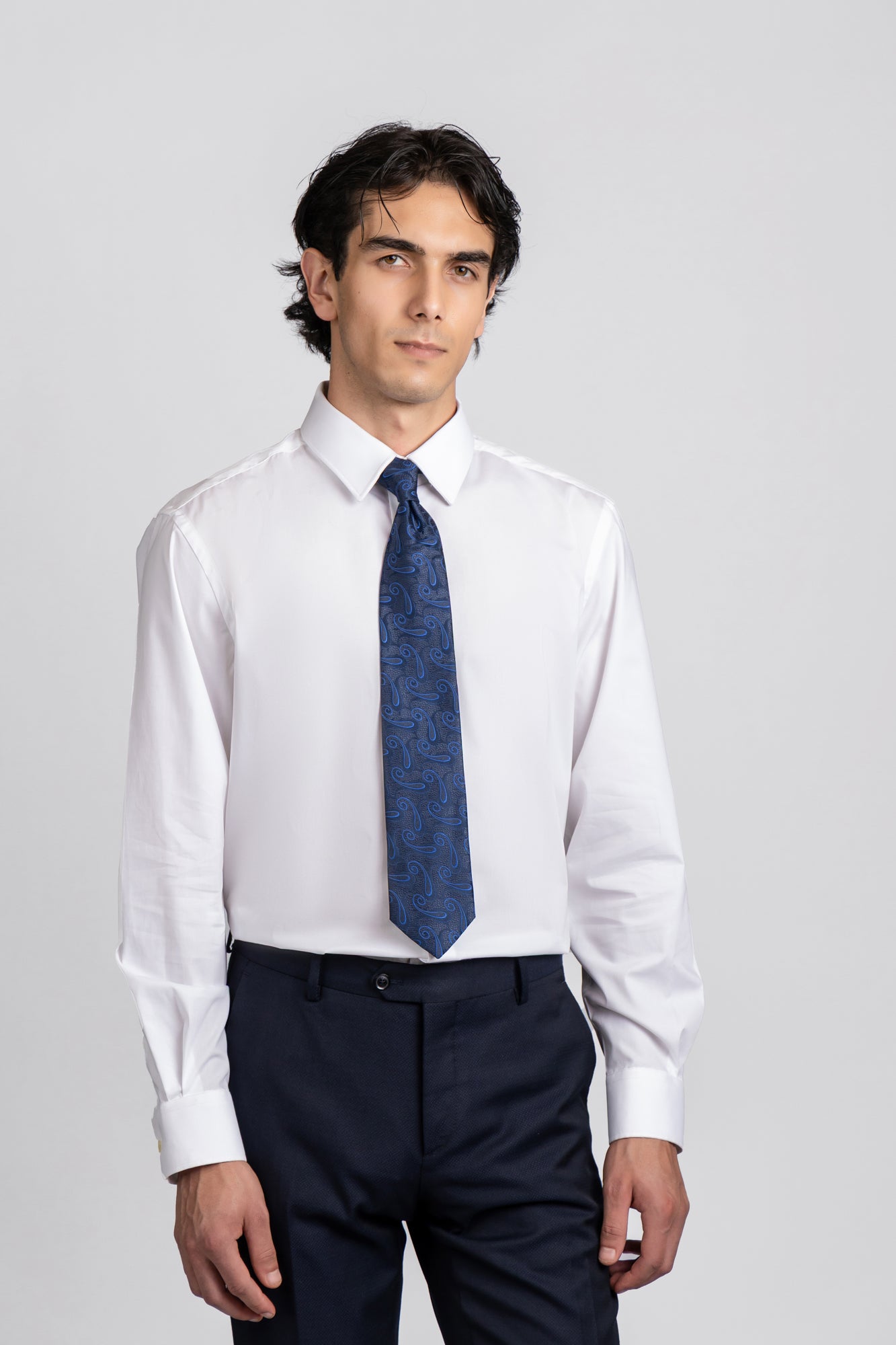 White Poplin Stretch Shirt - Slim Fit