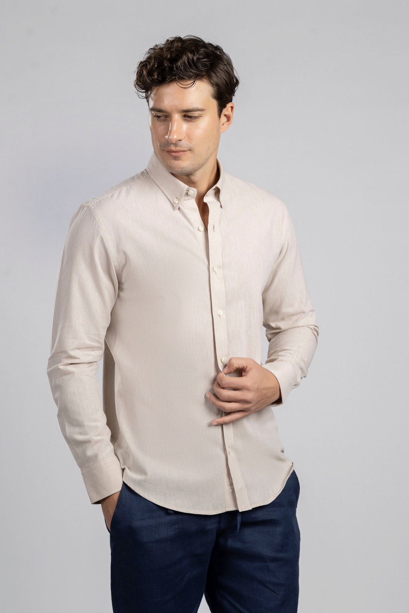 Button-Down Cotton Linen Shirt