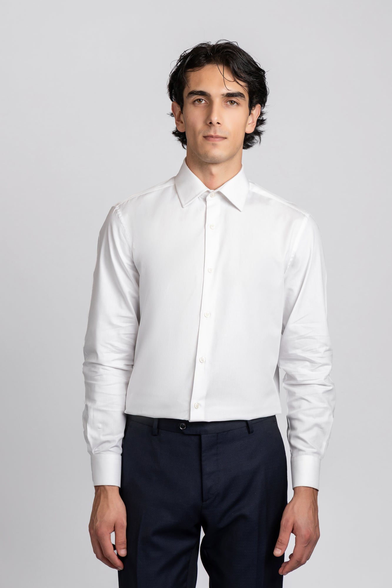 White Herringbone Shirt - Slim Fit