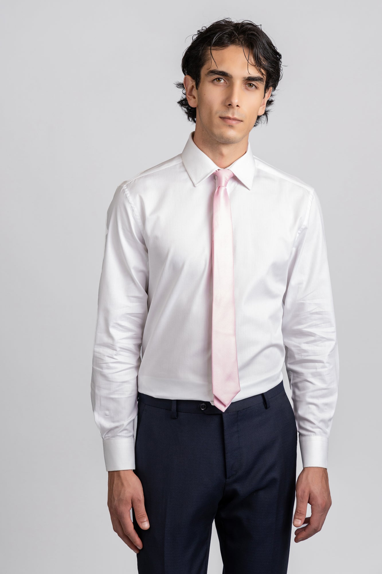 White Herringbone Shirt - Slim Fit