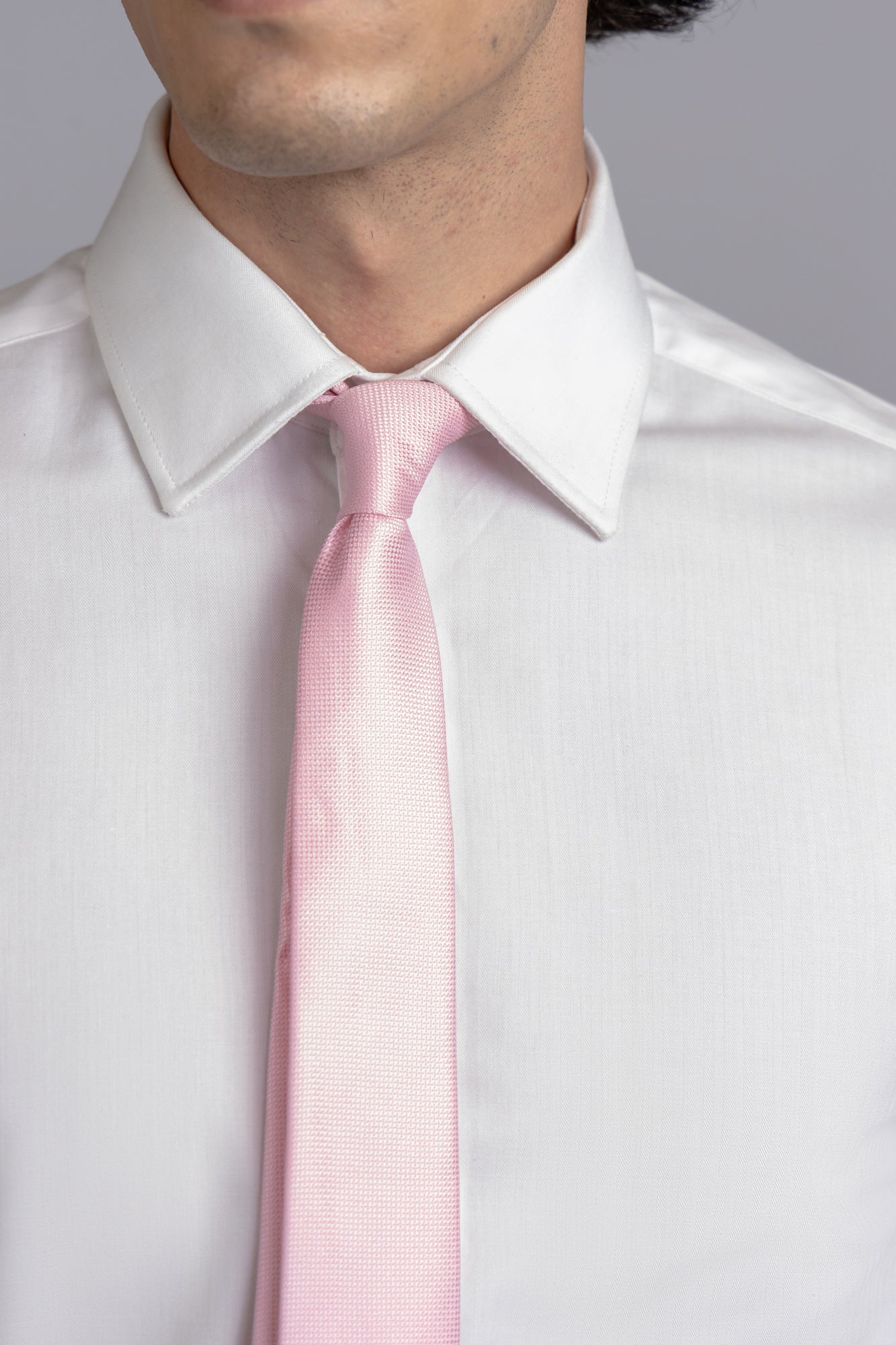 White Herringbone Shirt - Slim Fit