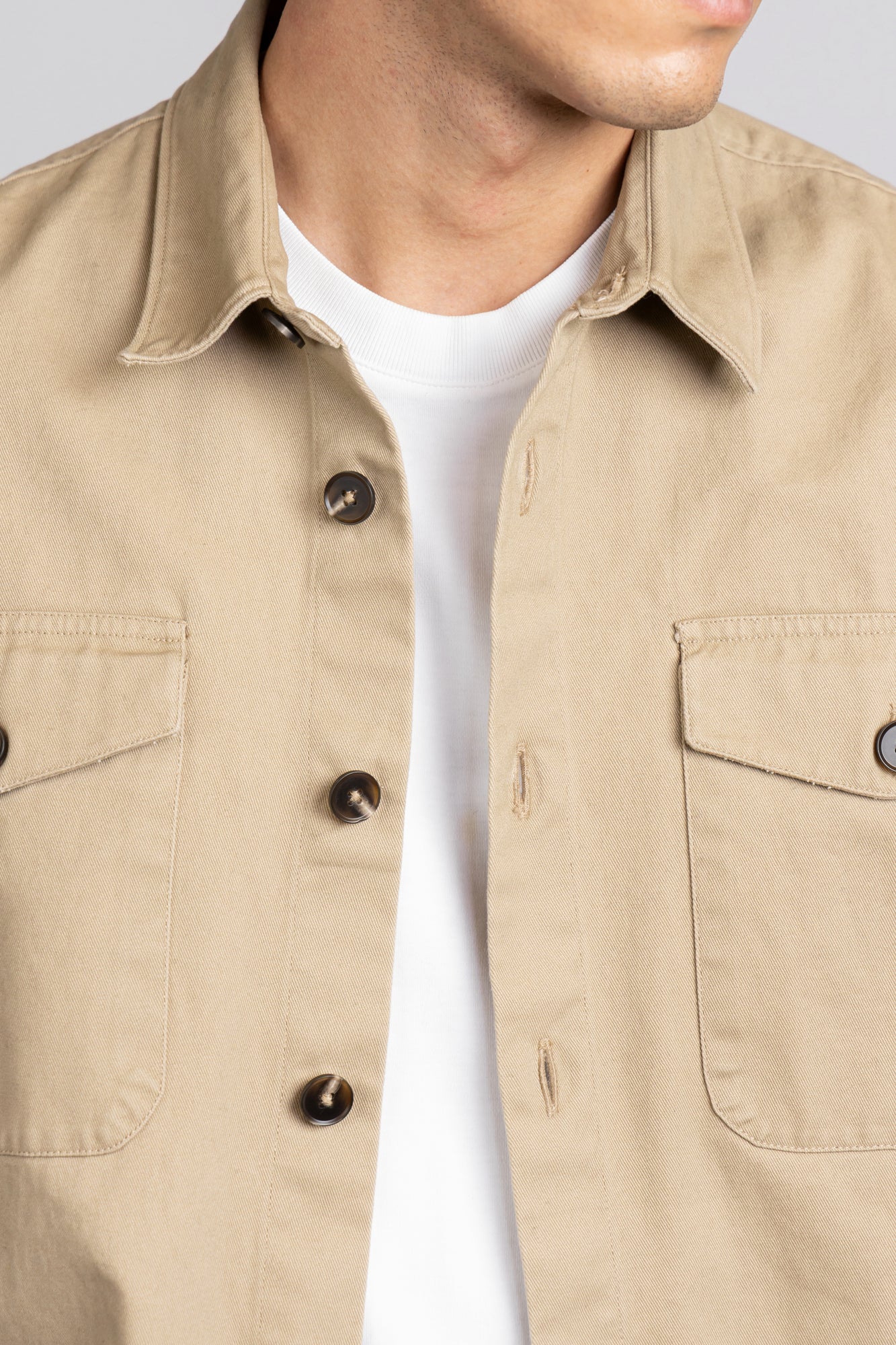 Beige Gaberdine Overshirt