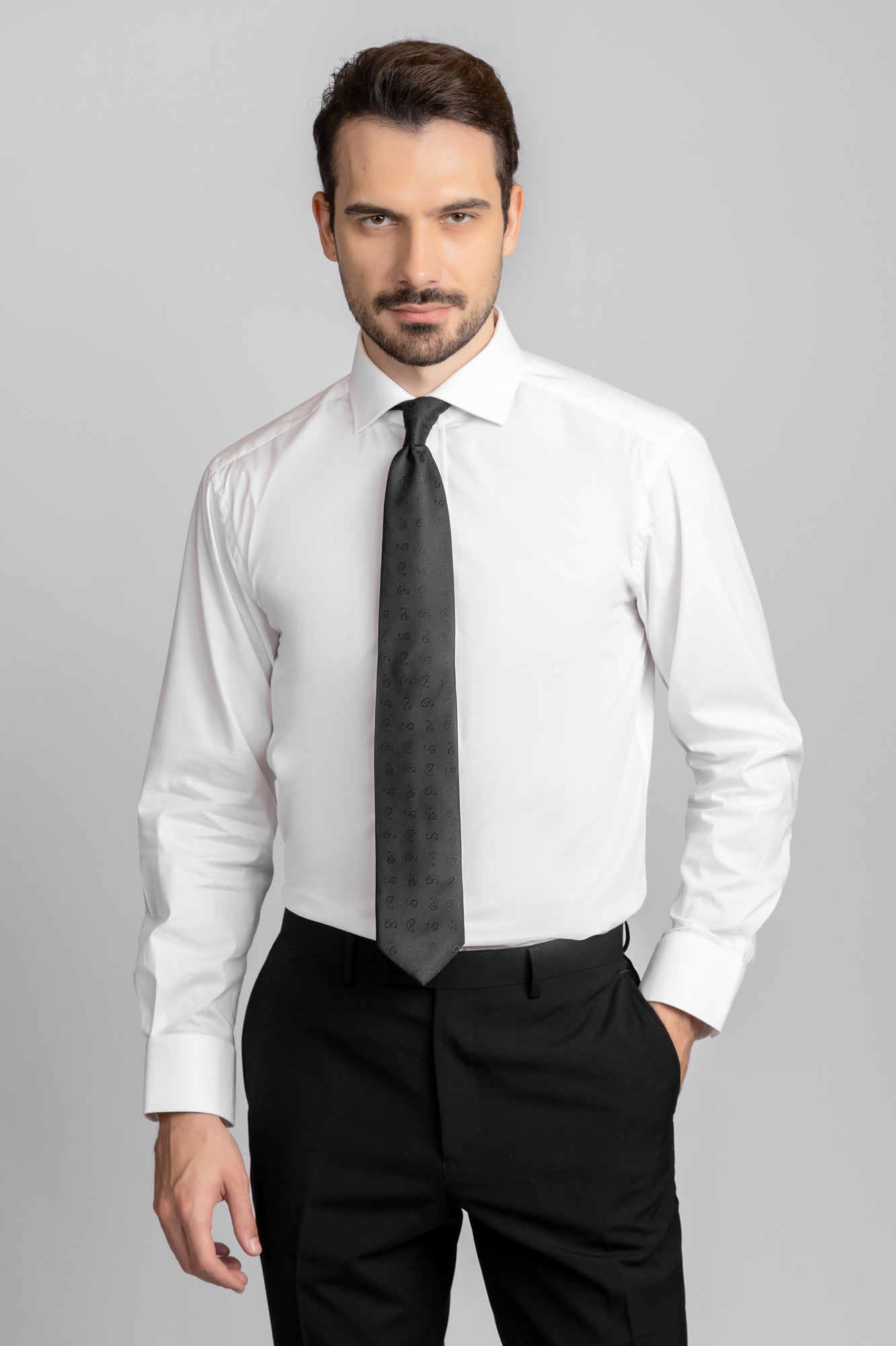 White Poplin Stretch Shirt - Regular Fit