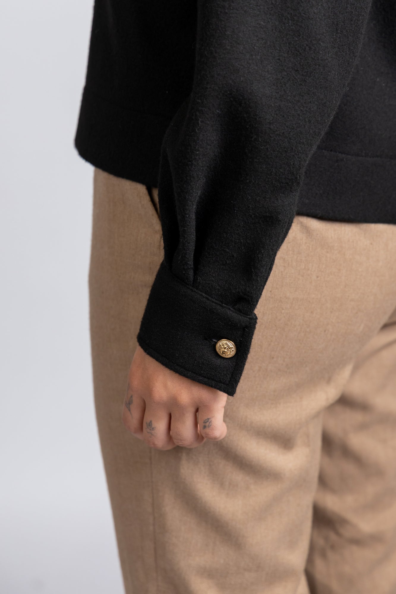 Brushed Overshirt with Flap Pockets Black