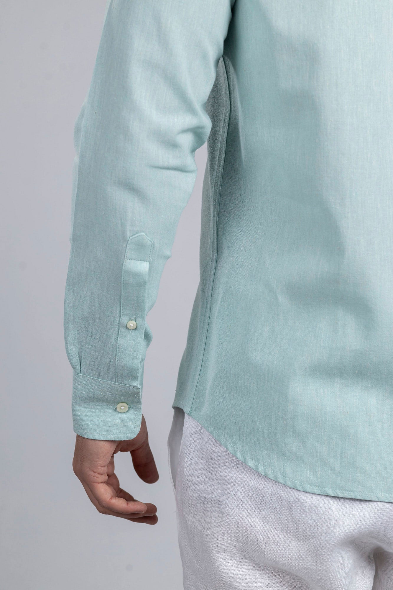 Aqua Cotton Linen Shirt