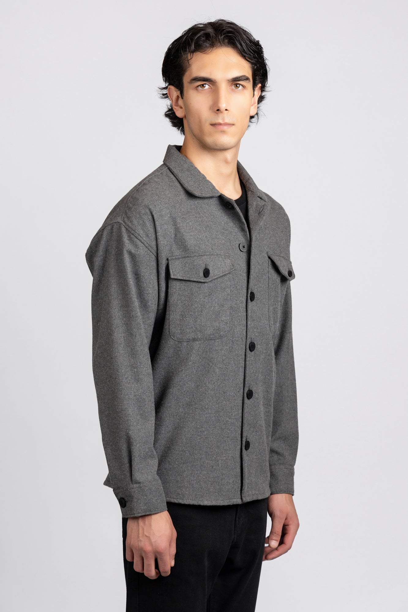 Grey Brushed Overshirt