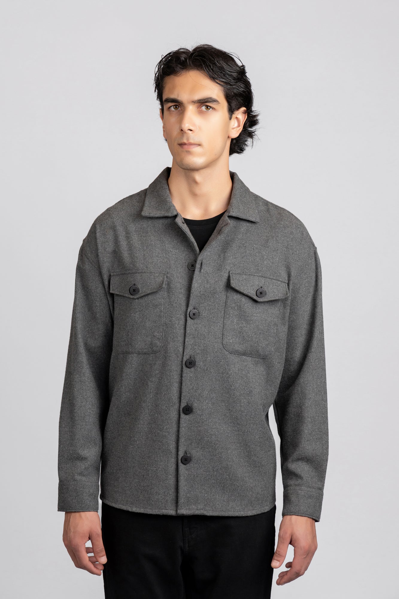 Grey Brushed Overshirt