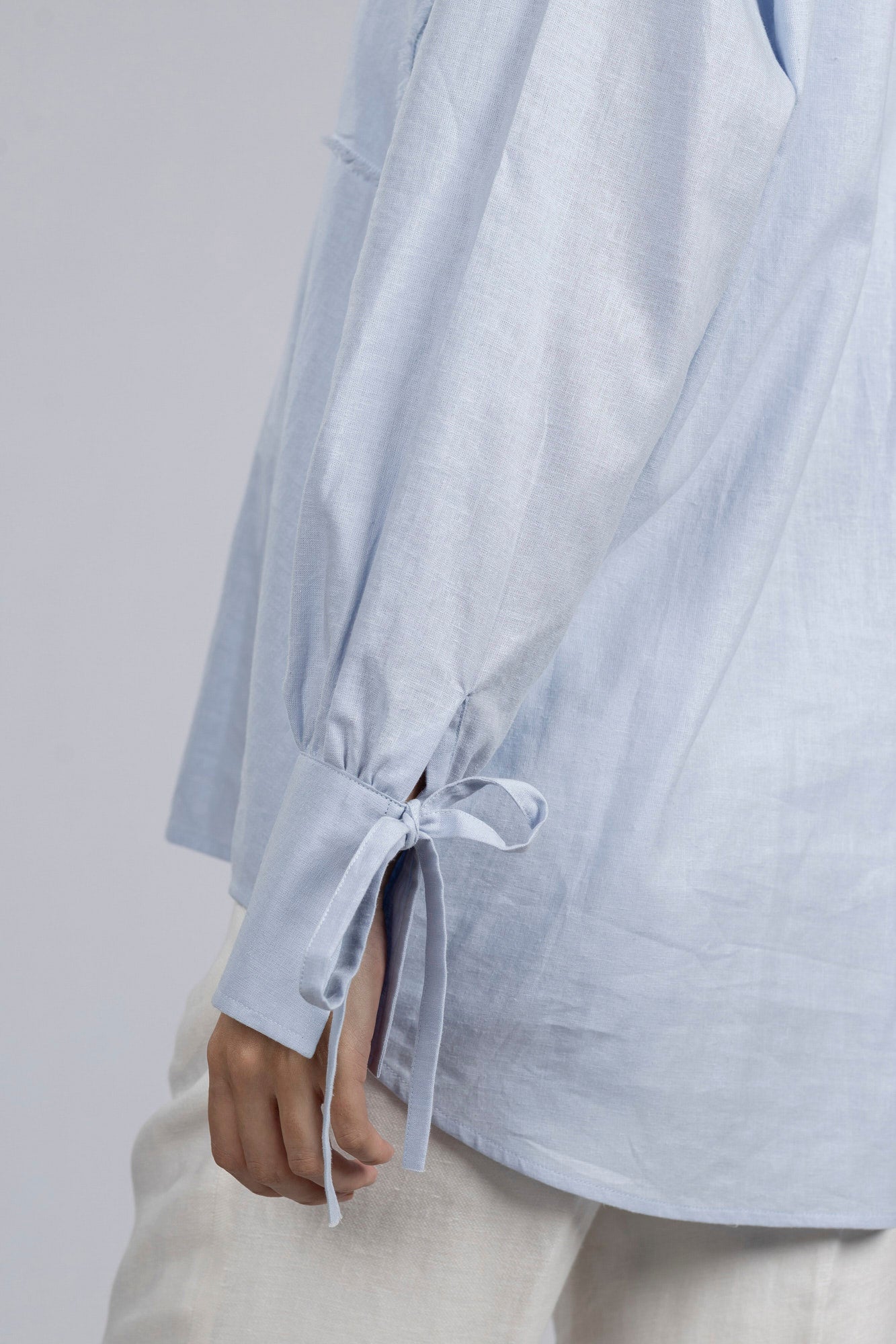 Light Blue Linen Cotton Oversized Shirt